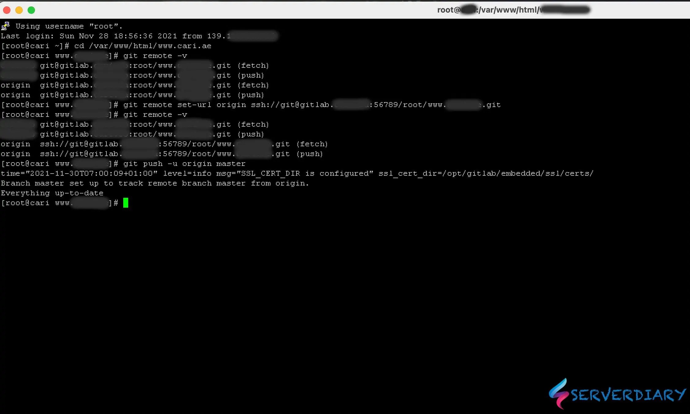Git remote add or set url on custom SSH port SERVERDIARY