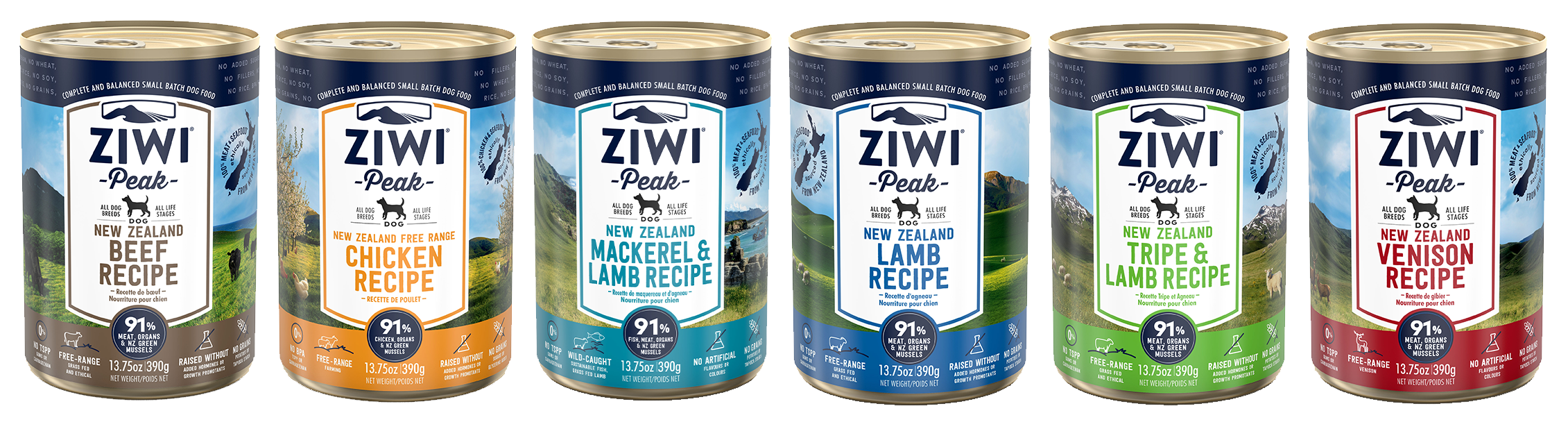Ziwi Peak Canned Dog Food 390g Cans Available in 6 flavours