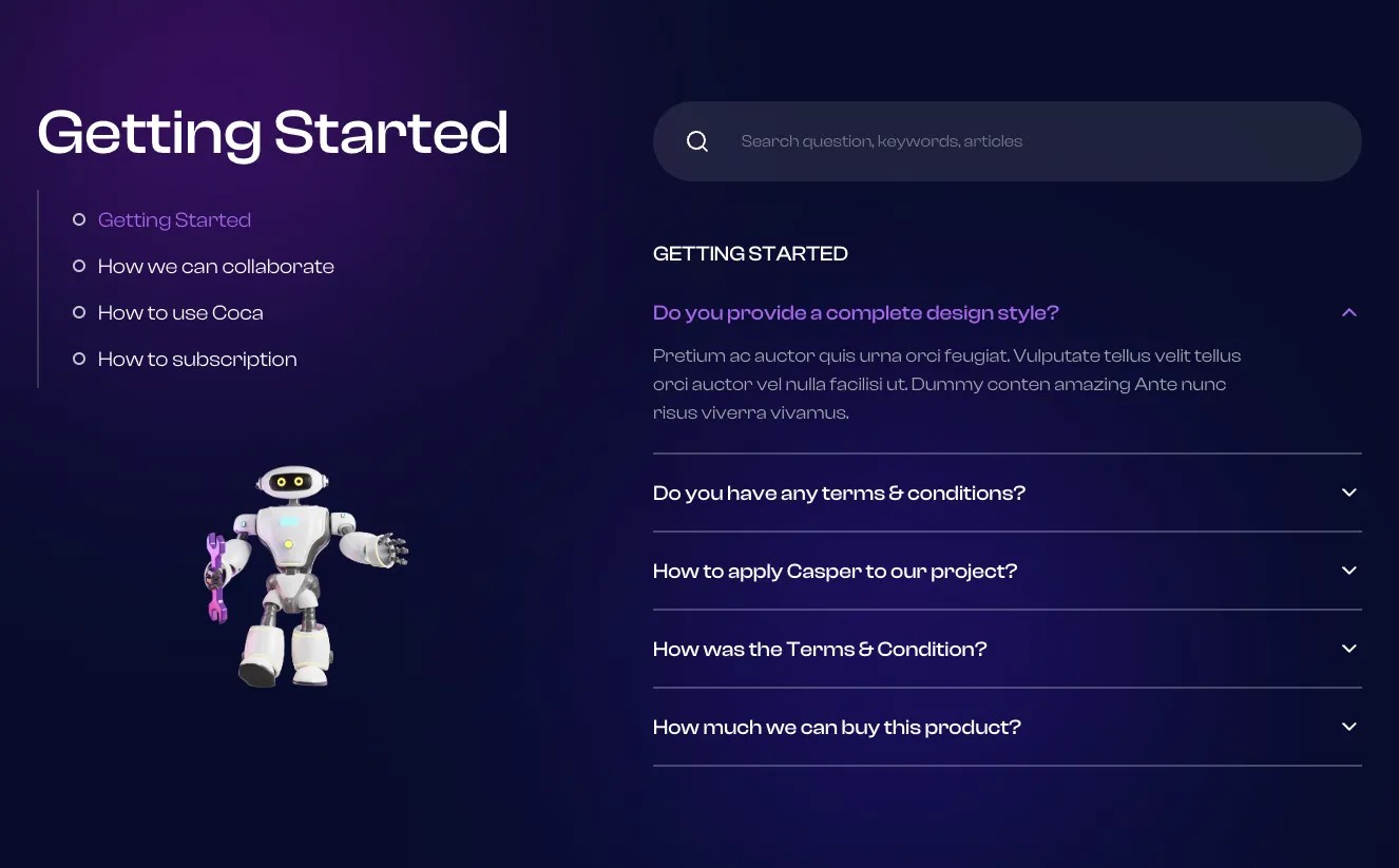 Bootstrap FAQ Components in Casper library