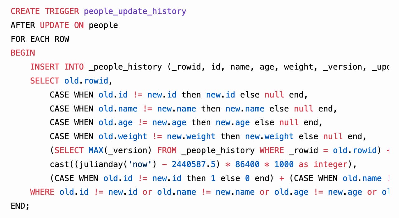 sqlite-history: tracking changes to SQLite tables using triggers 