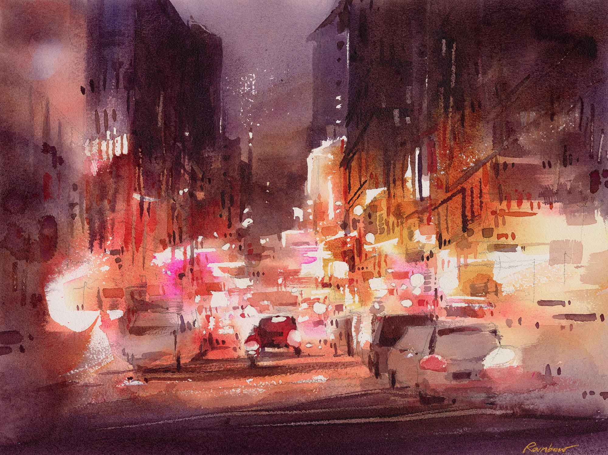 Painting Watercolor Cityscapes Series (4) Step by Step Walkthrough
