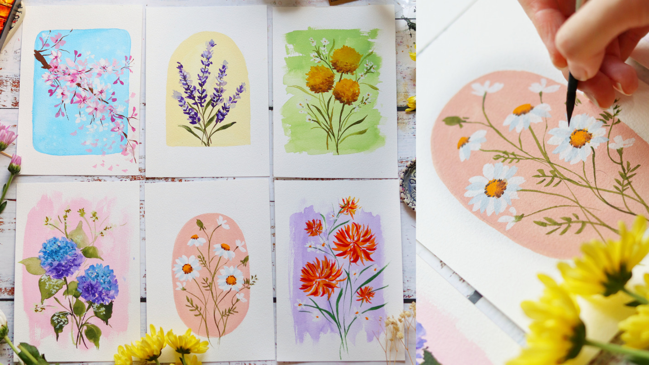 Watercolor & Gouache Technique Floral Painting With a Pastel