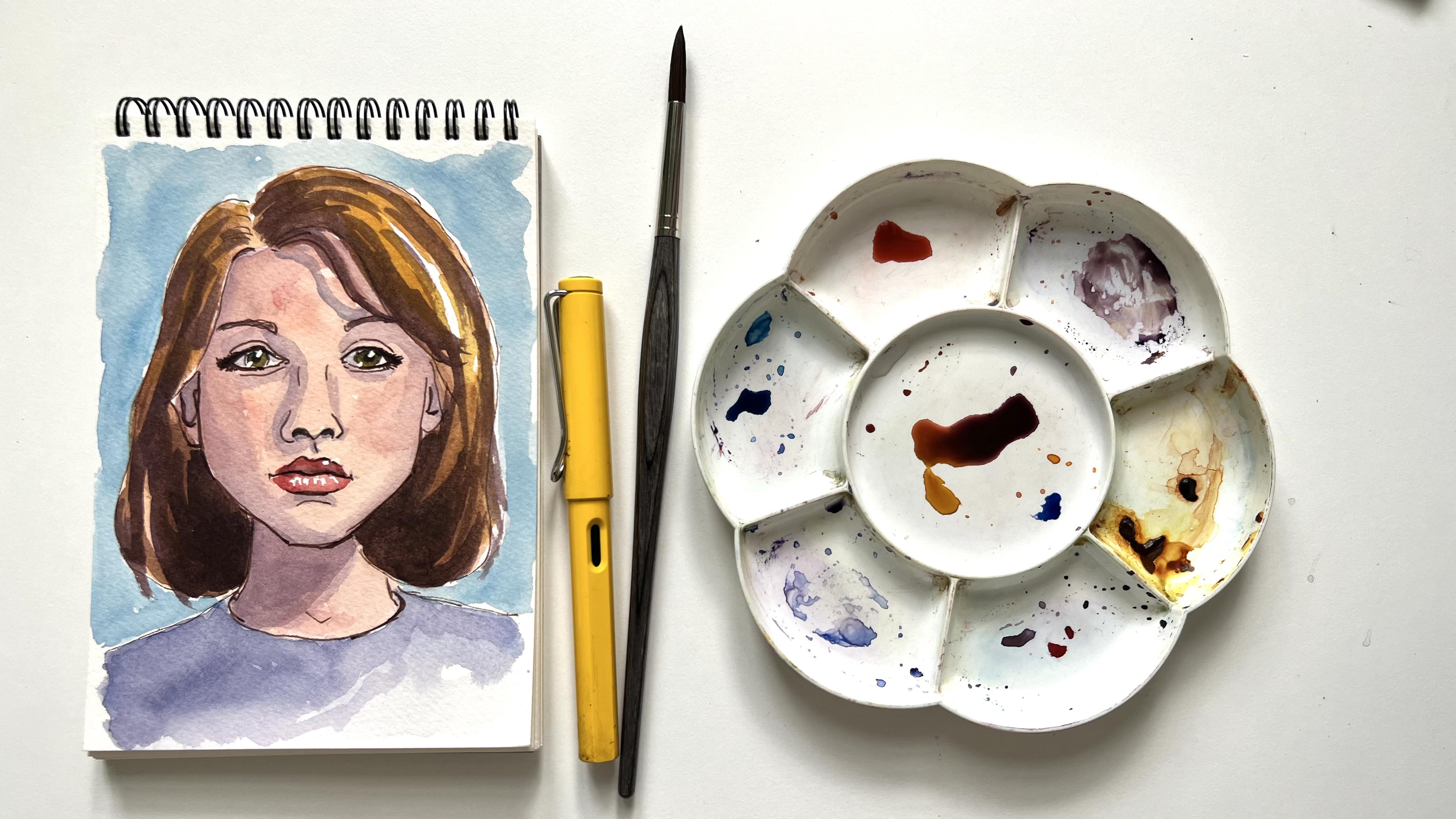 Ink and Watercolor Portrait Made Easy 1 Sketch a Woman in Simple