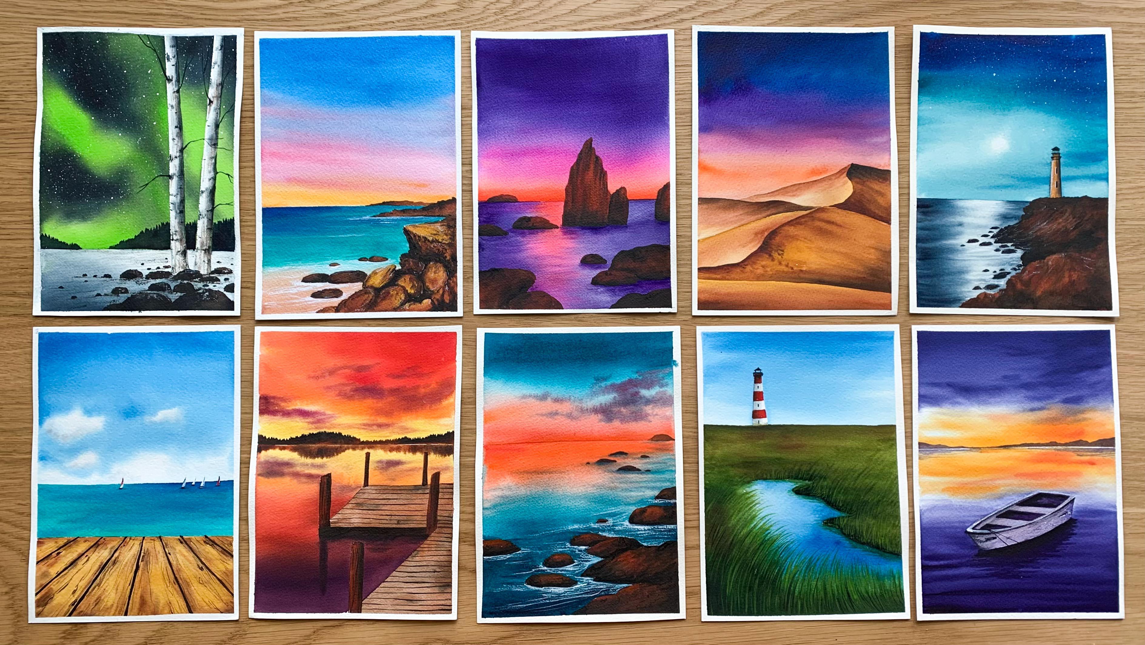 Easy Watercolor Beach Landscapes