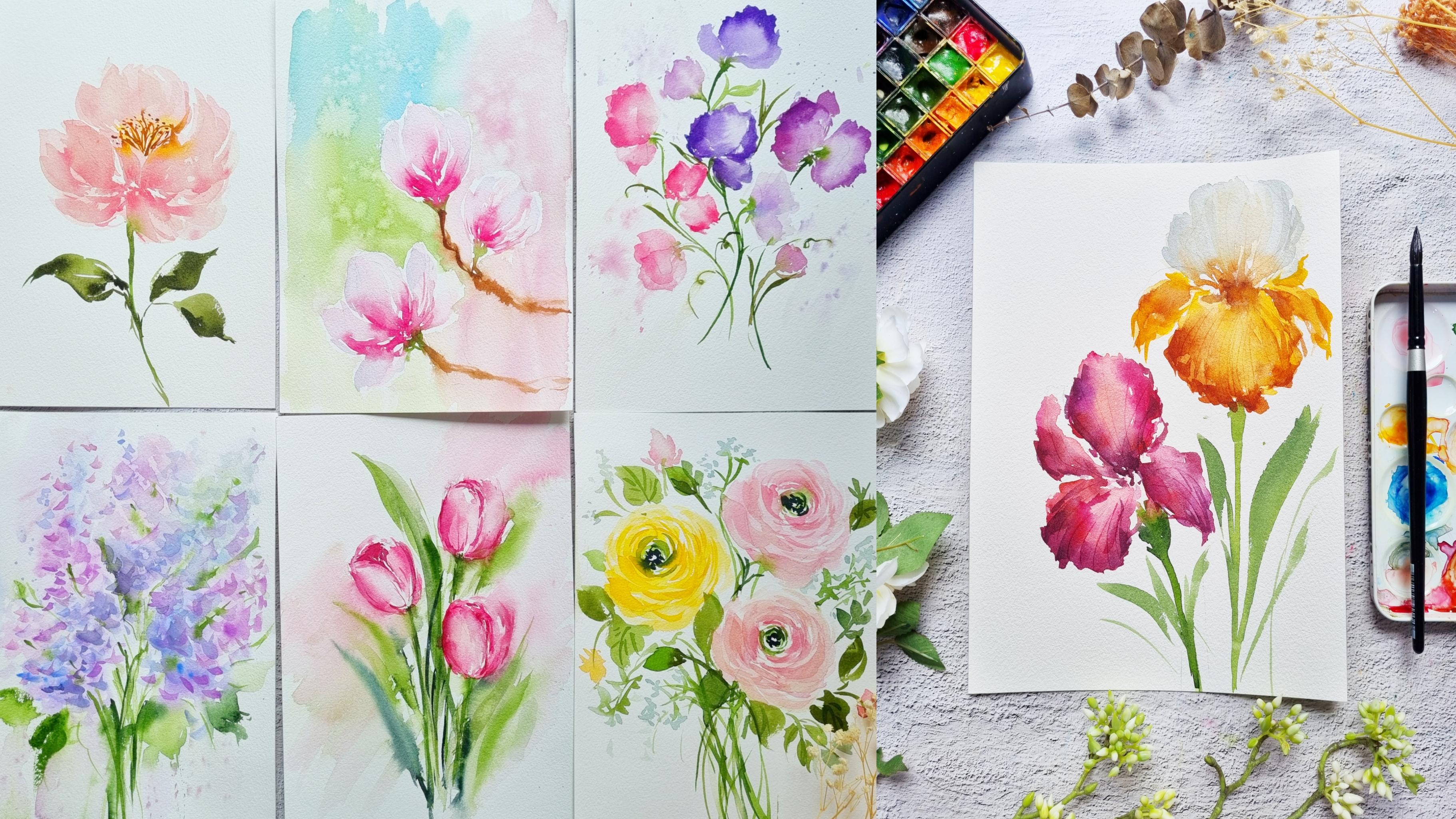7day Watercolor Challenge Paint and Explore Beautiful Spring Flowers