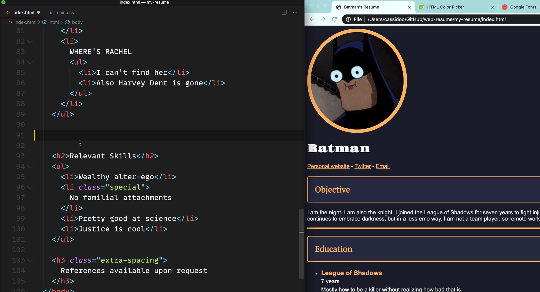 Building a Resume Website from Scratch with HTML and CSS Cassidy