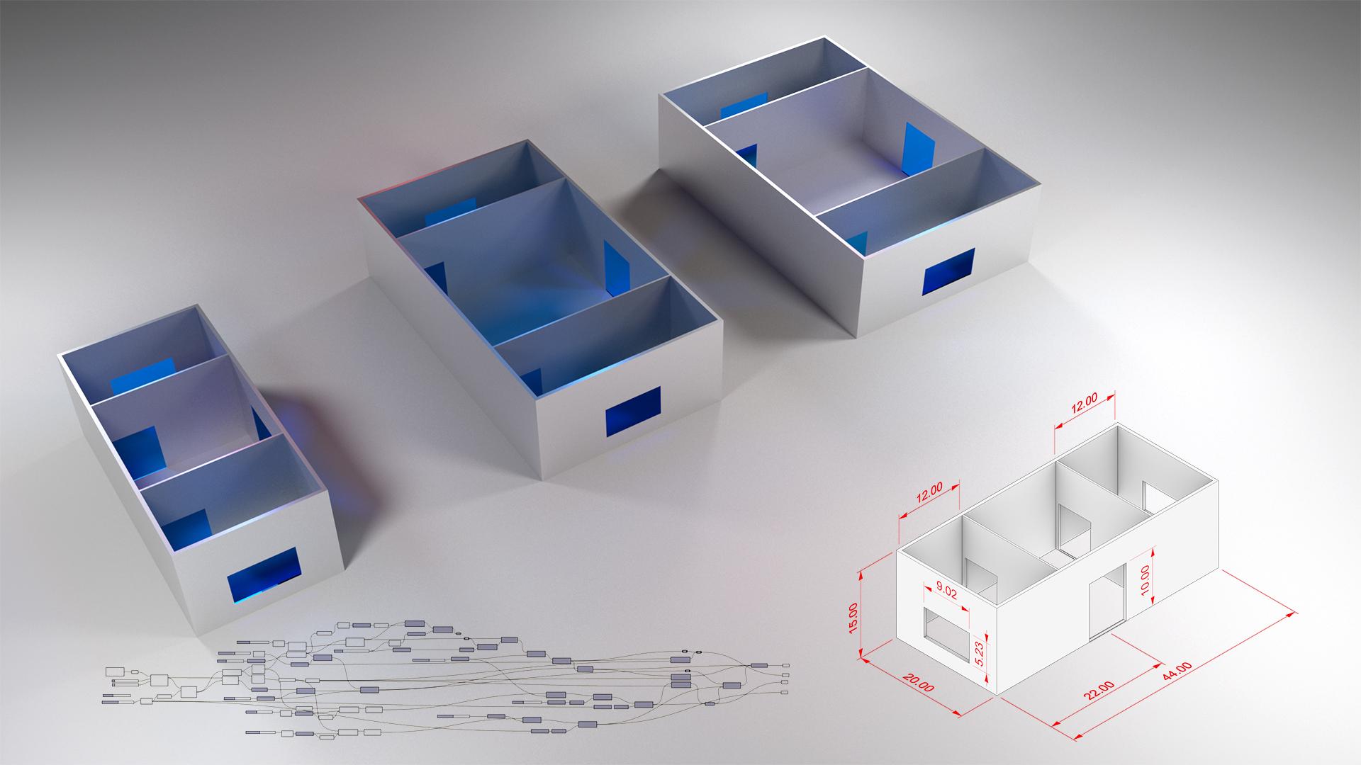 Rhino Building with Walls and Openings Parametric