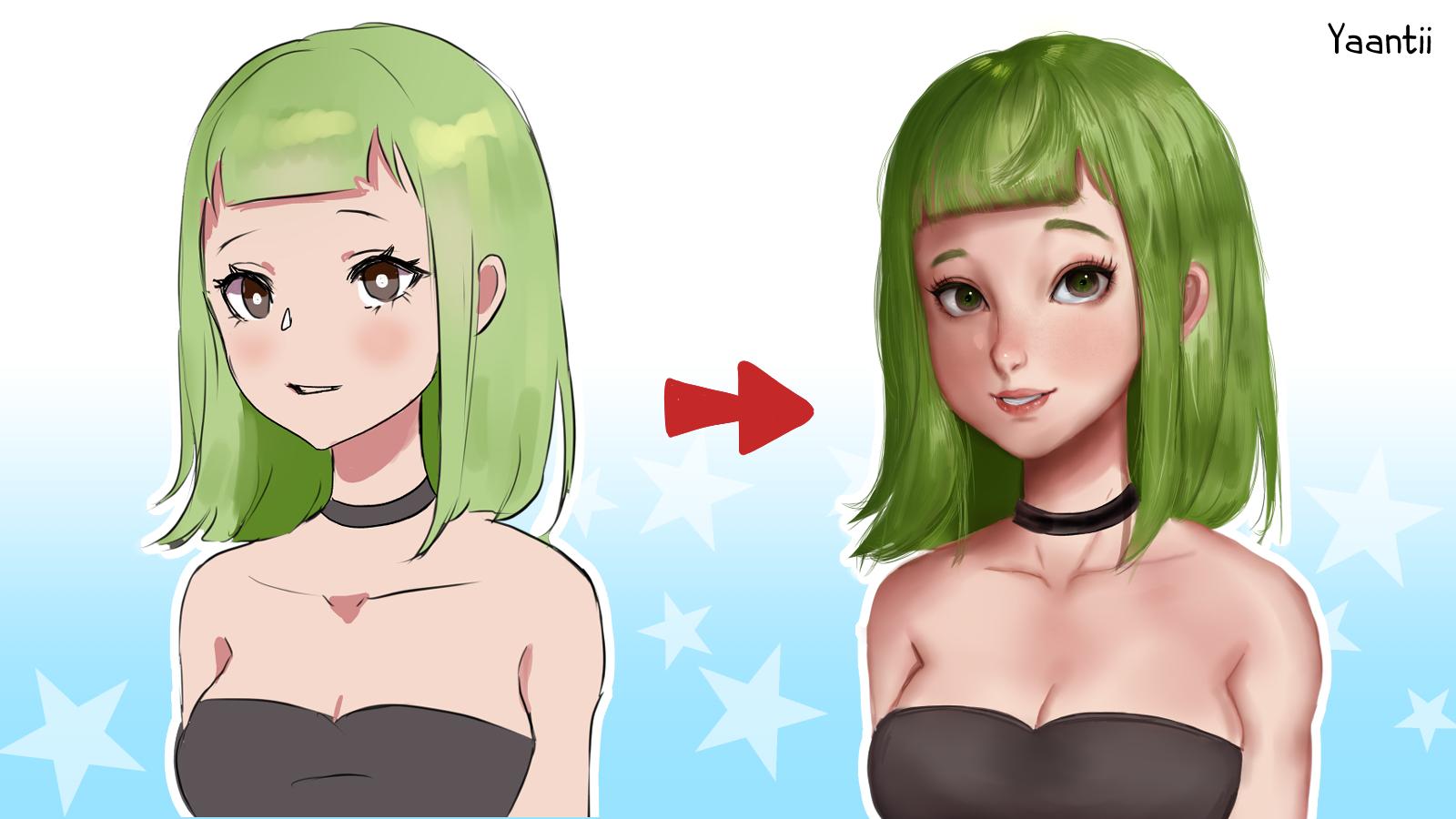 Anime Digital Art Step By Step / How To Draw And Color Anime Hair Art