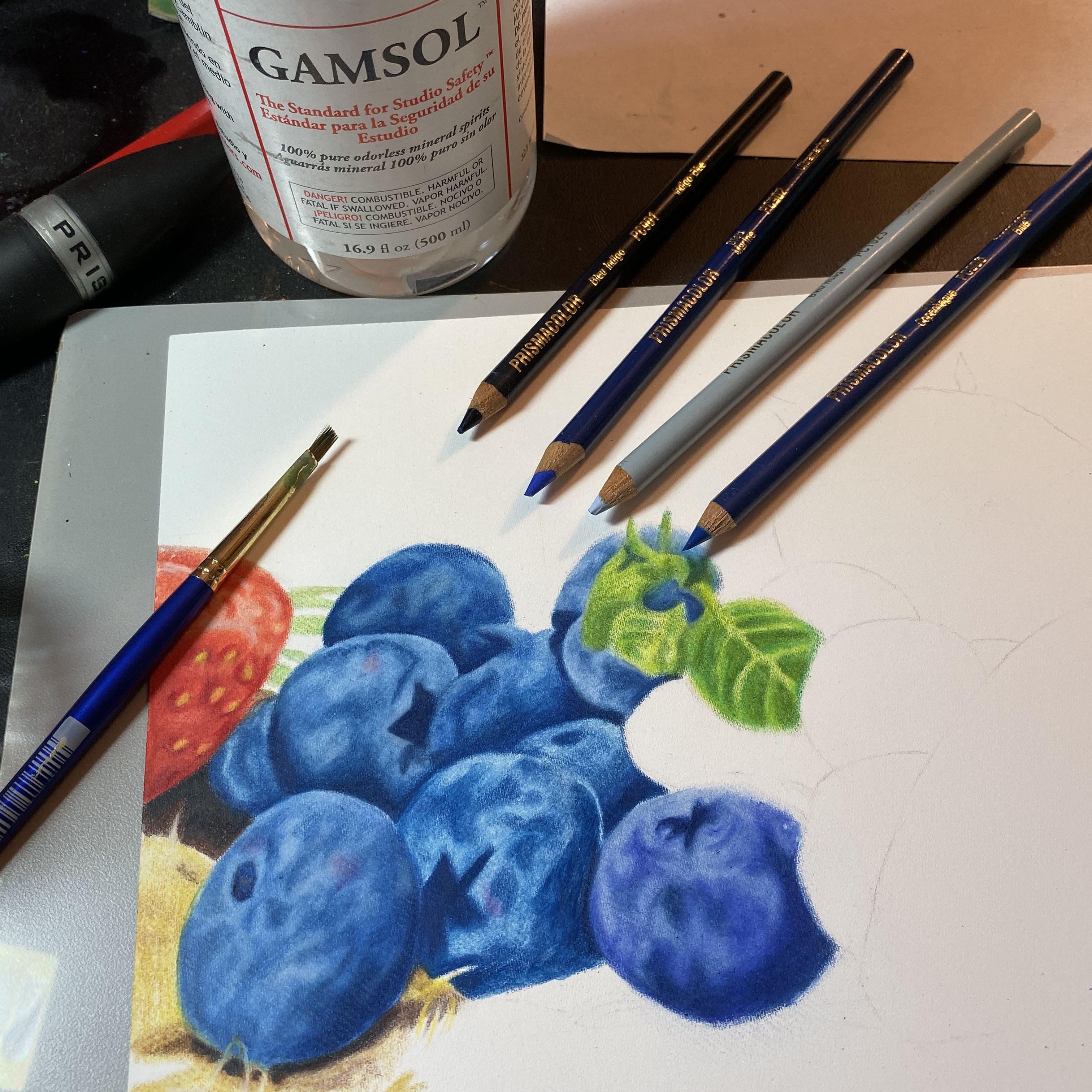 Blending Colored Pencils with Odorless Mineral Spirits