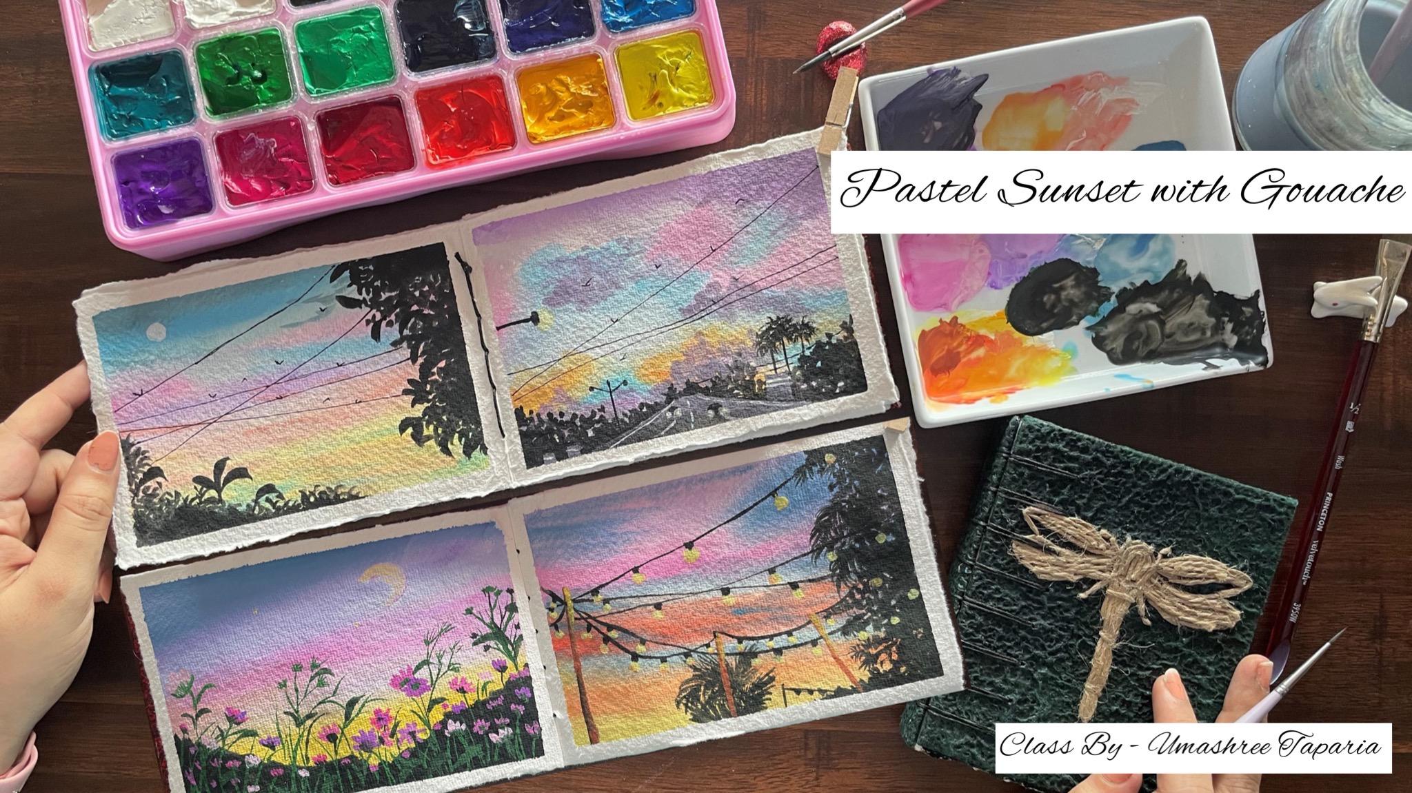 Pastel Sunset With Gouache Learn to Paint 4 Expressive Sunset Skies
