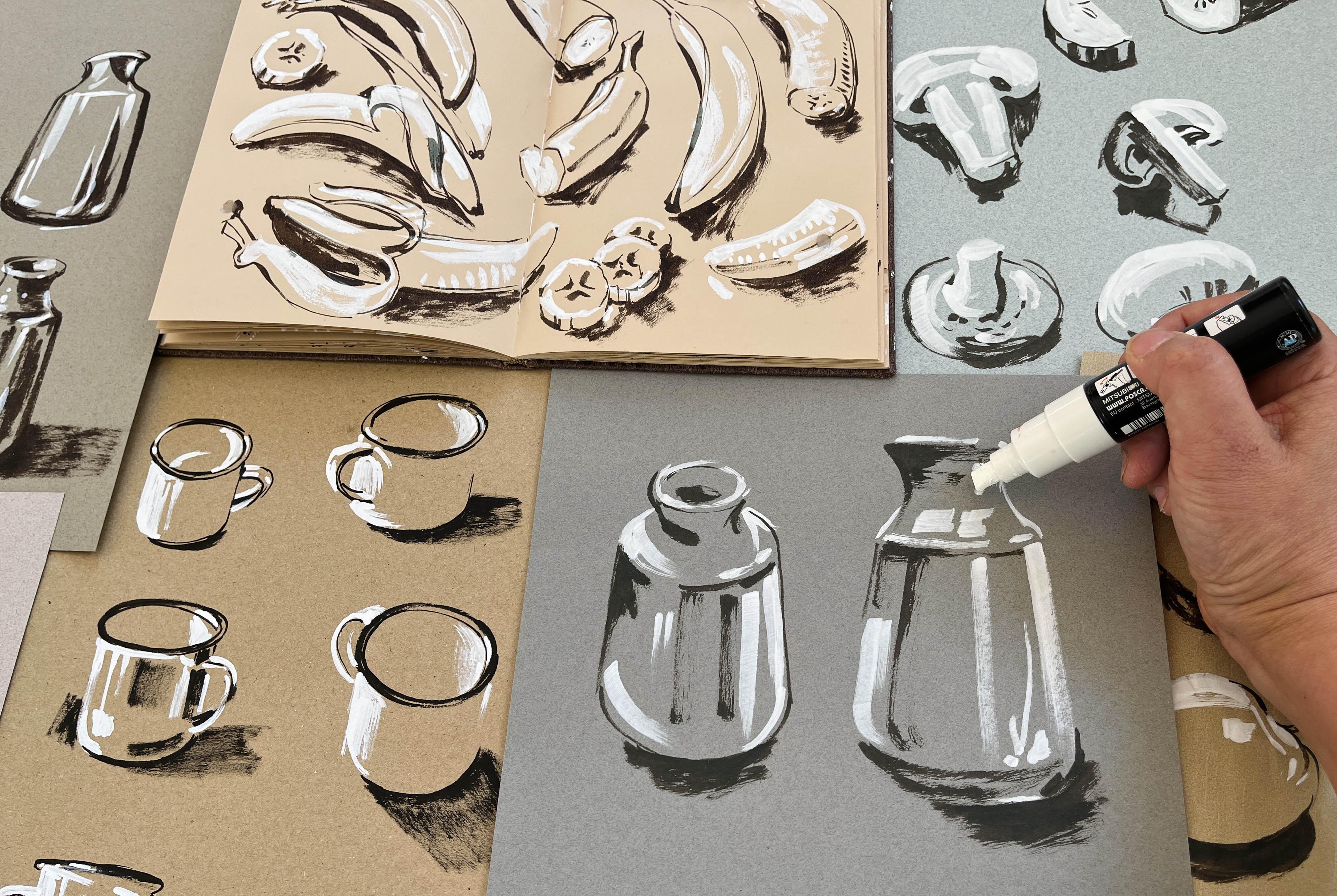 Toned Paper Stunning and Simple Illustrations in Black and White Ohn