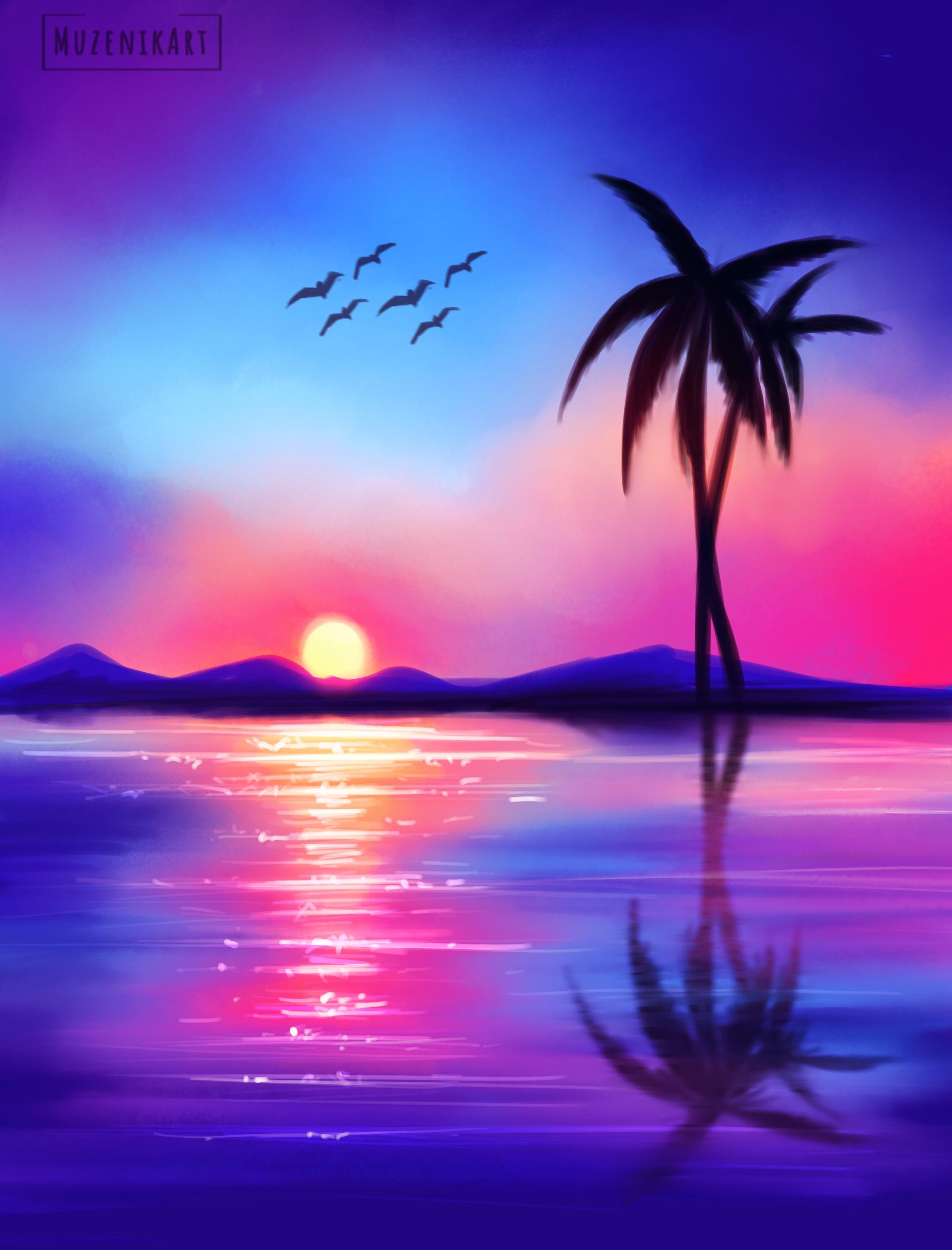 Let’s paint a Sunset in Procreate (Will help you Relax) Banashree Das
