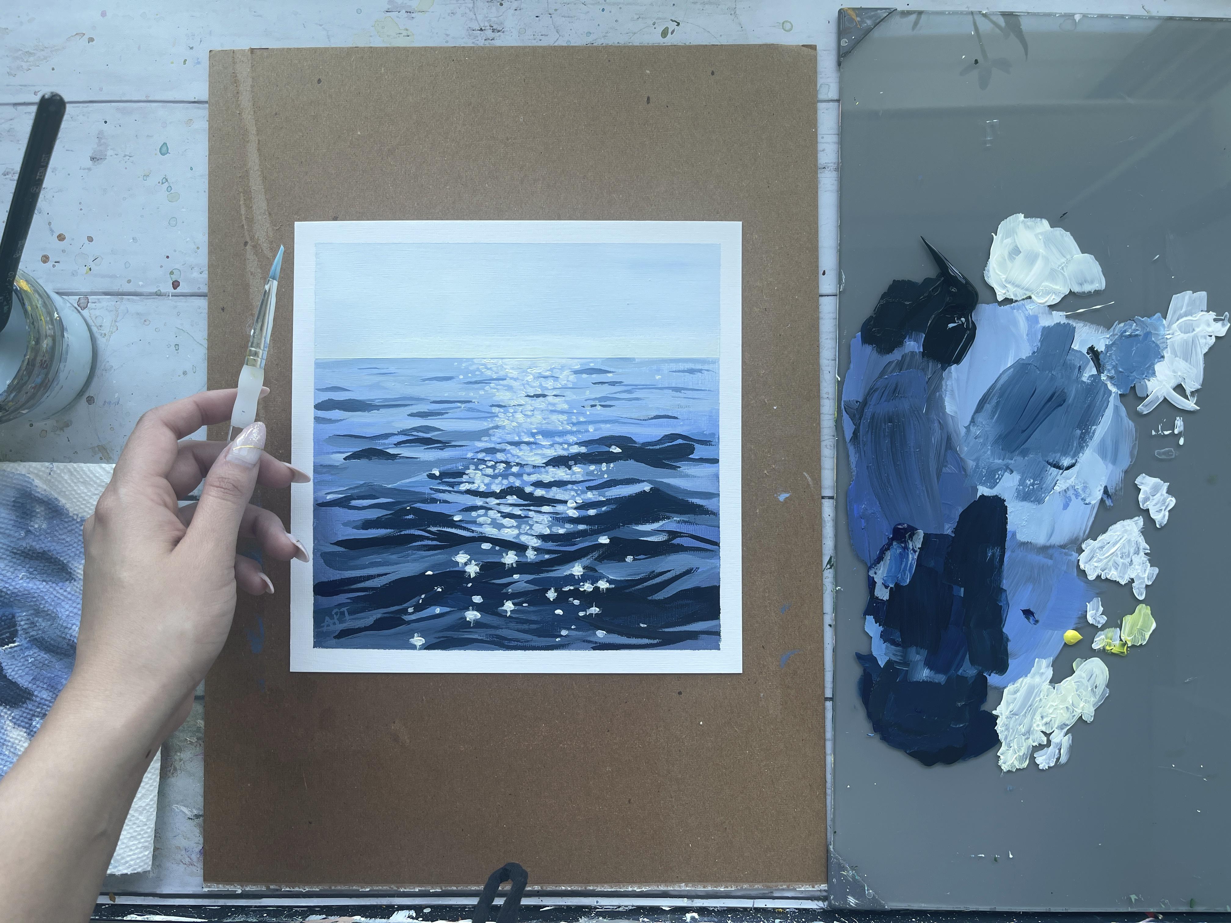 Acrylic Ocean Water Painting Simple Acrylic Waves Seascape Alifya P