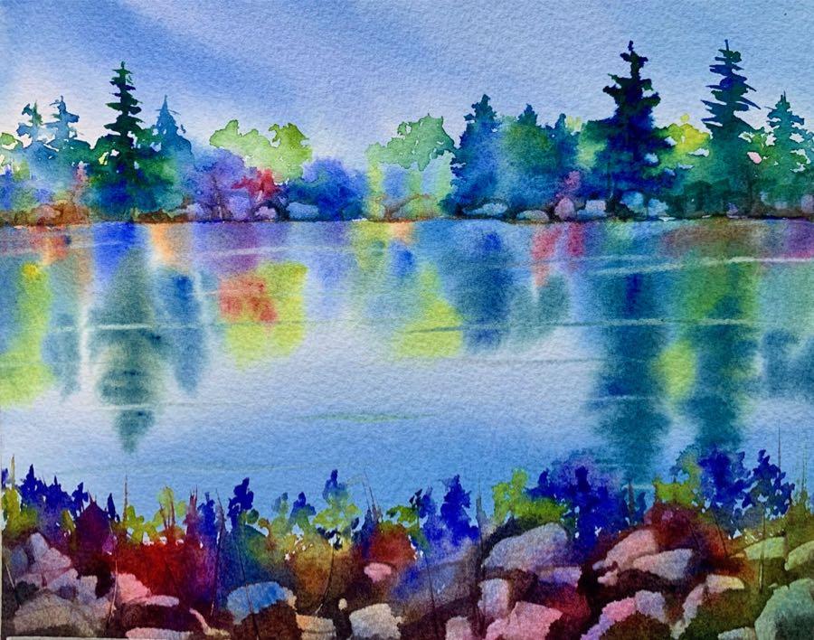 Learn To Paint Water Reflections in A Watercolor Landscape