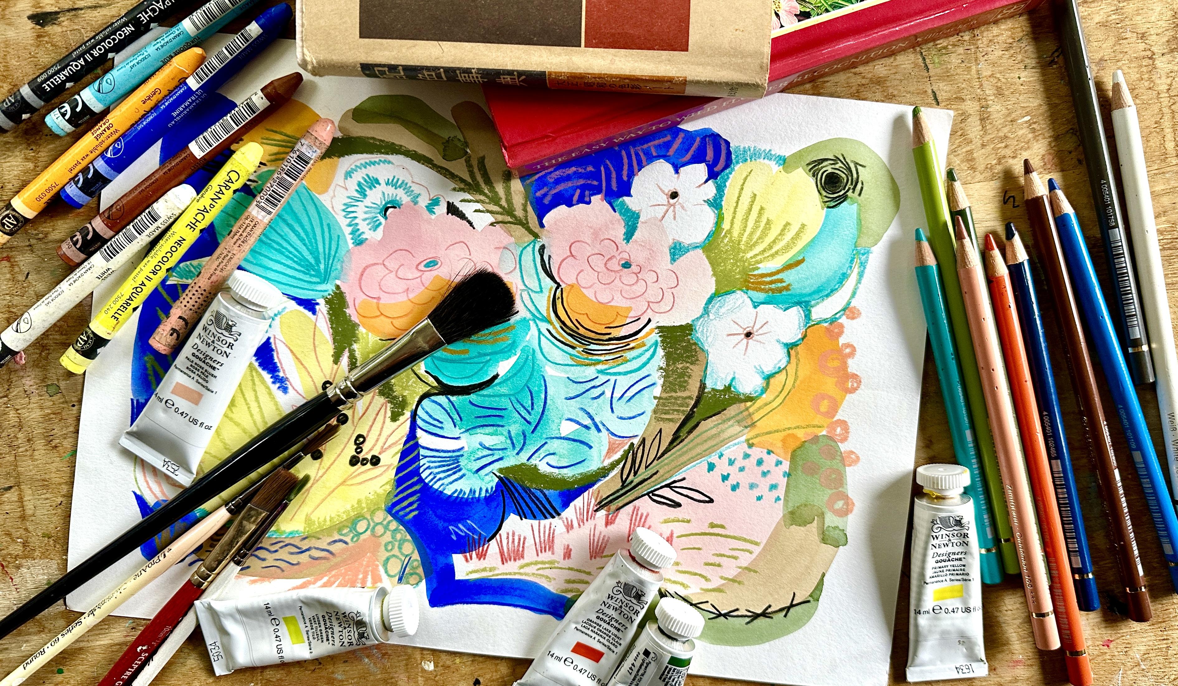 The Gouache Files How to combine Gouache Painting, Pastels and Pencils