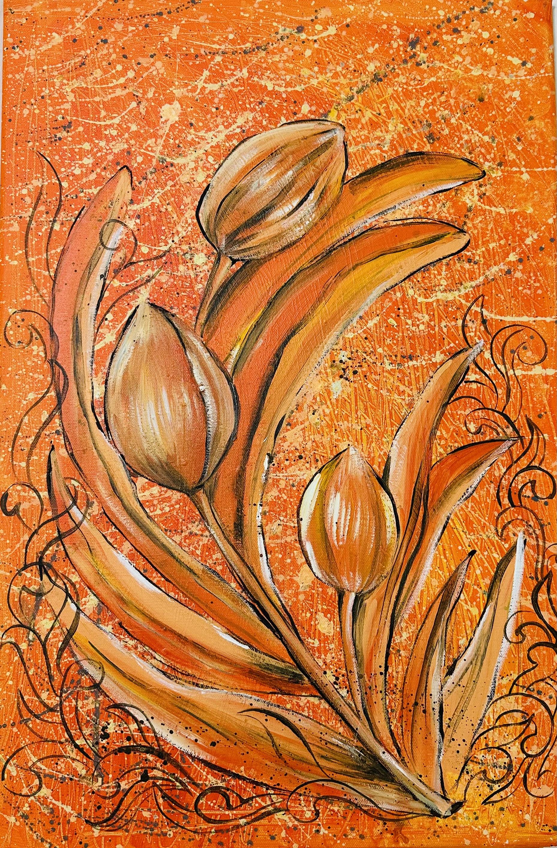 Limited Color Palette Tulips In Acrylic Painting Fun and Easy