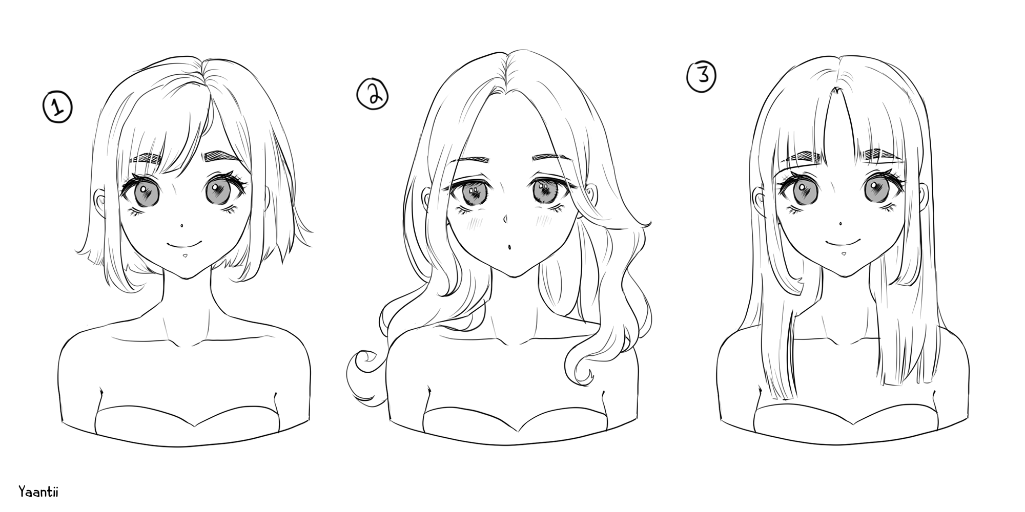 How To Draw Female Hairstyles Anime & Manga (Basics) Pigliicorn