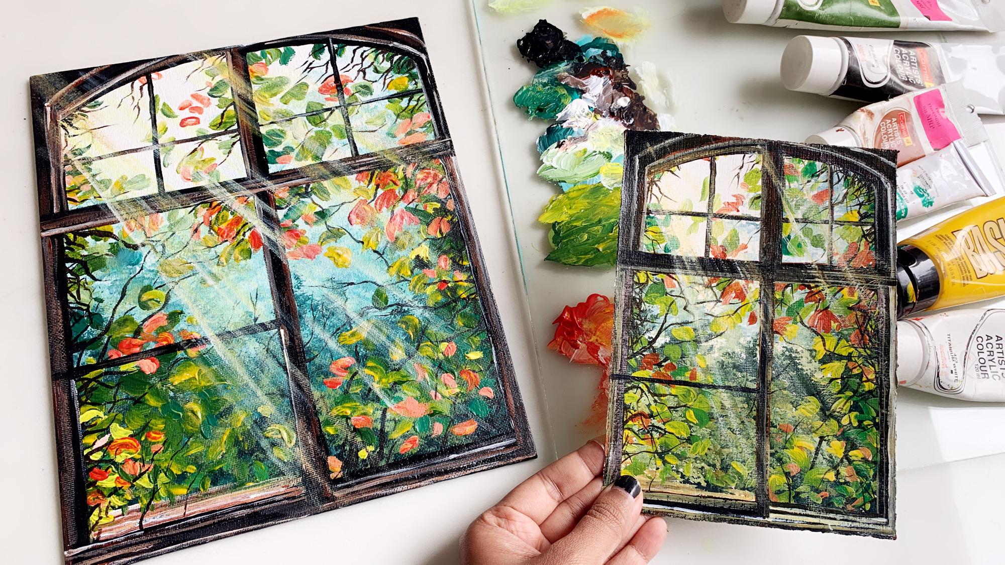 How To Paint Sunrays Acrylic Painting Debasree Dey Skillshare