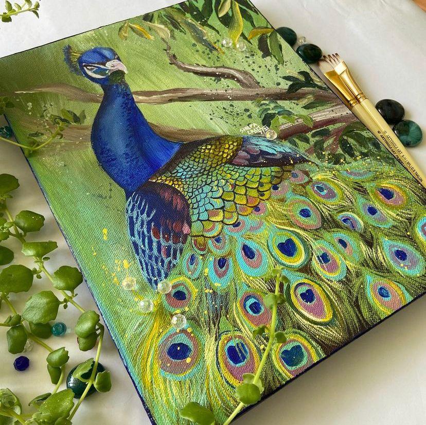 Peacock Feather Acrylic Painting