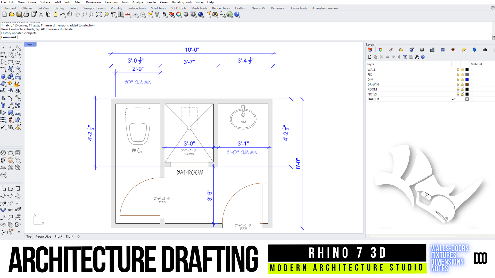 Rhino 3D Architectural Drawings Bathroom Design Draw any plan Modern