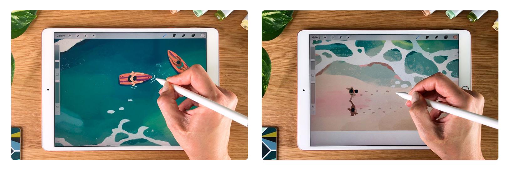 How to Paint Waves and Water in Procreate Drawing Seaside Landscape