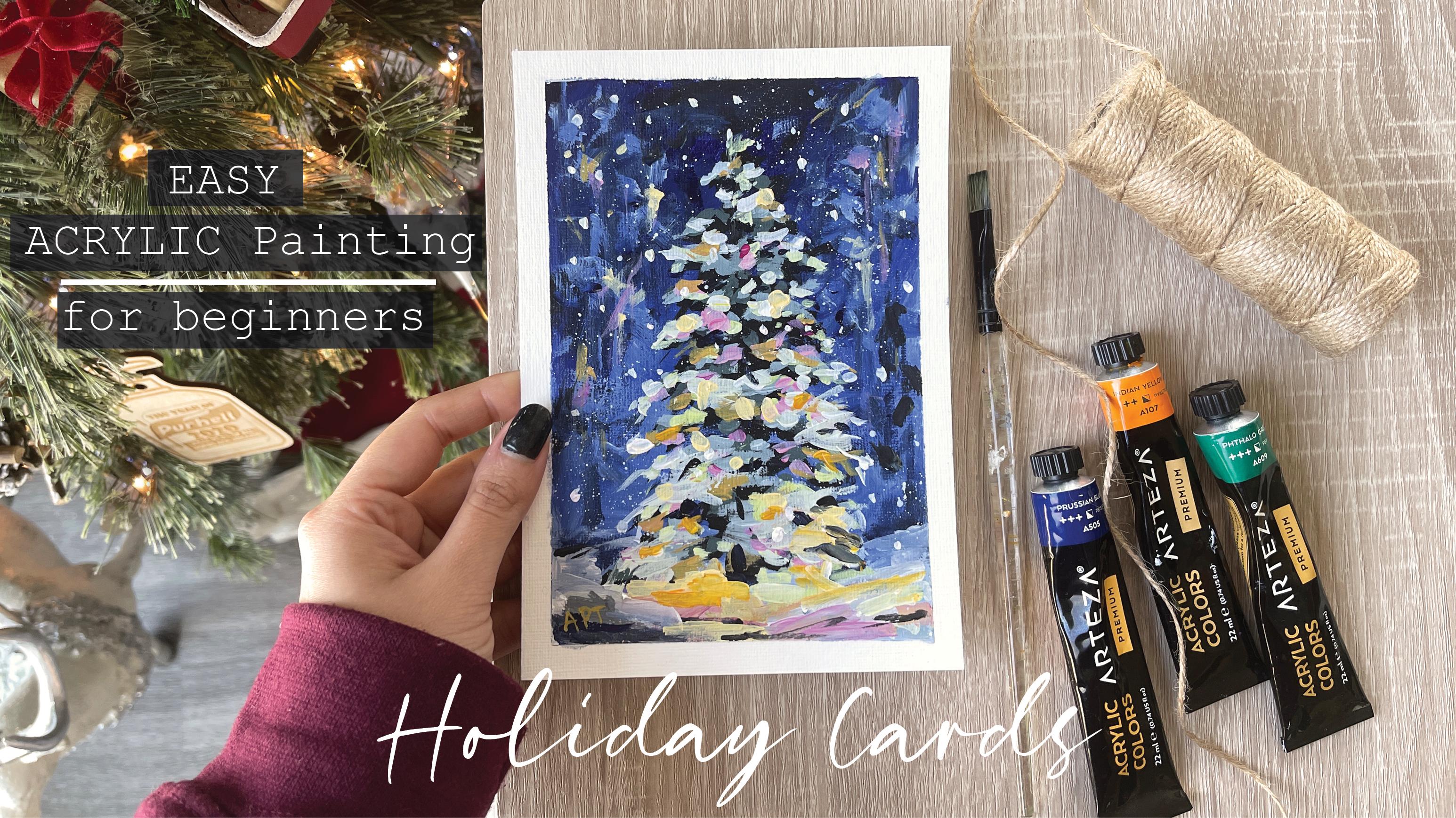 Easy Holiday Greeting Card Acrylic Painting For Beginners Alifya P