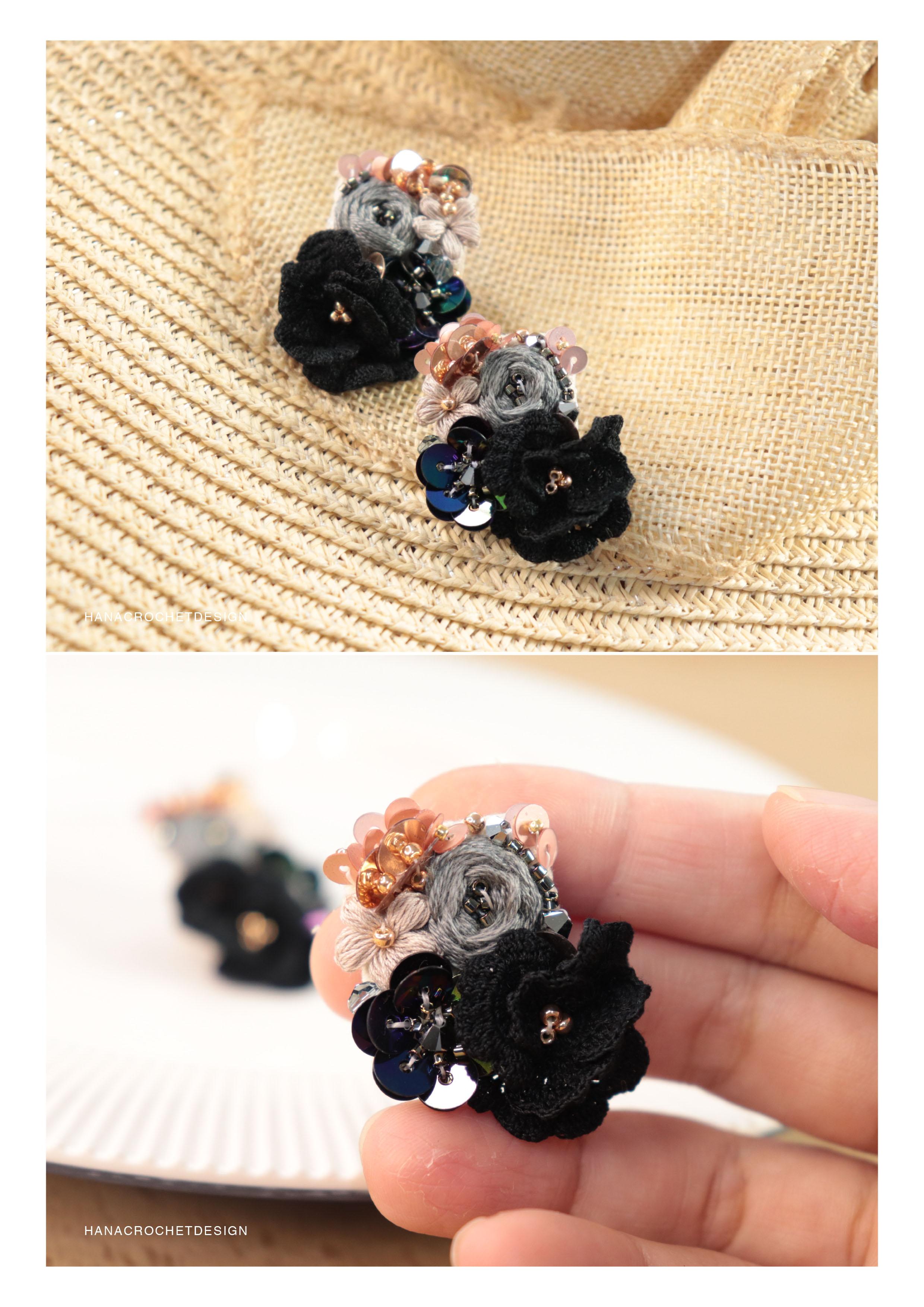 Making crochet flower jewelry / crochet flower earrings / miniature