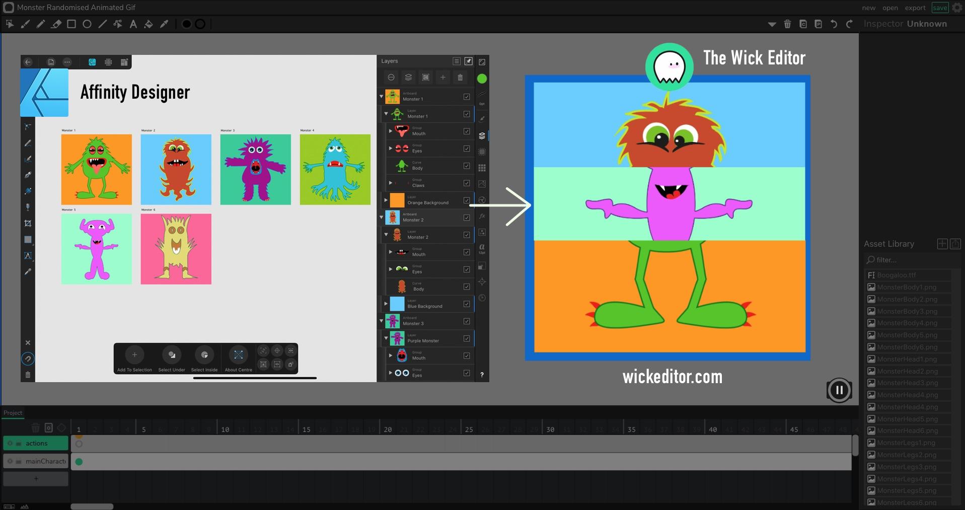 Make Fun Sliced Up Monster Character Animated Gifs With Affinity