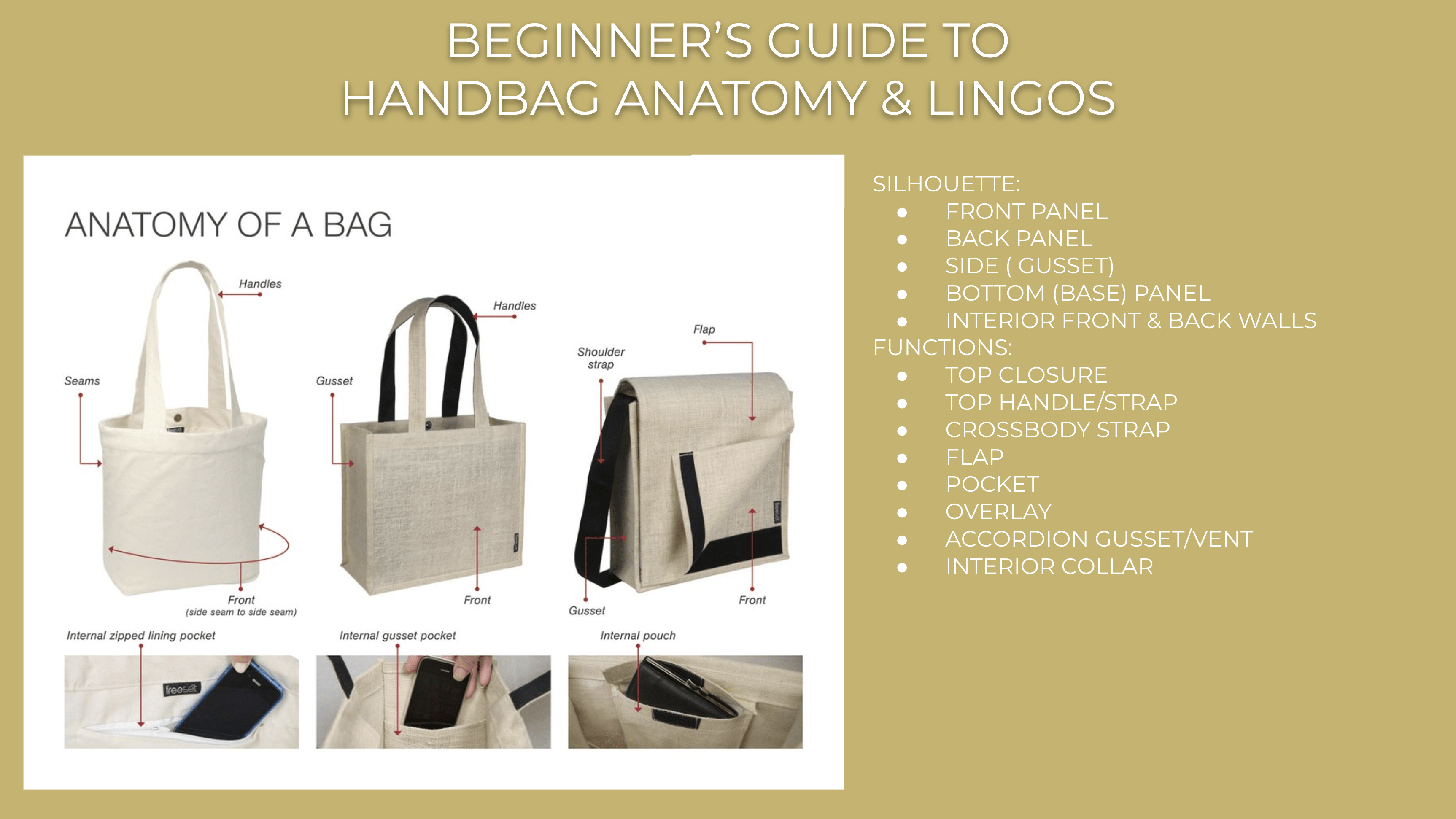 Beginner's Guide to Handbag Anatomy, Construction, How To Measure A Bag