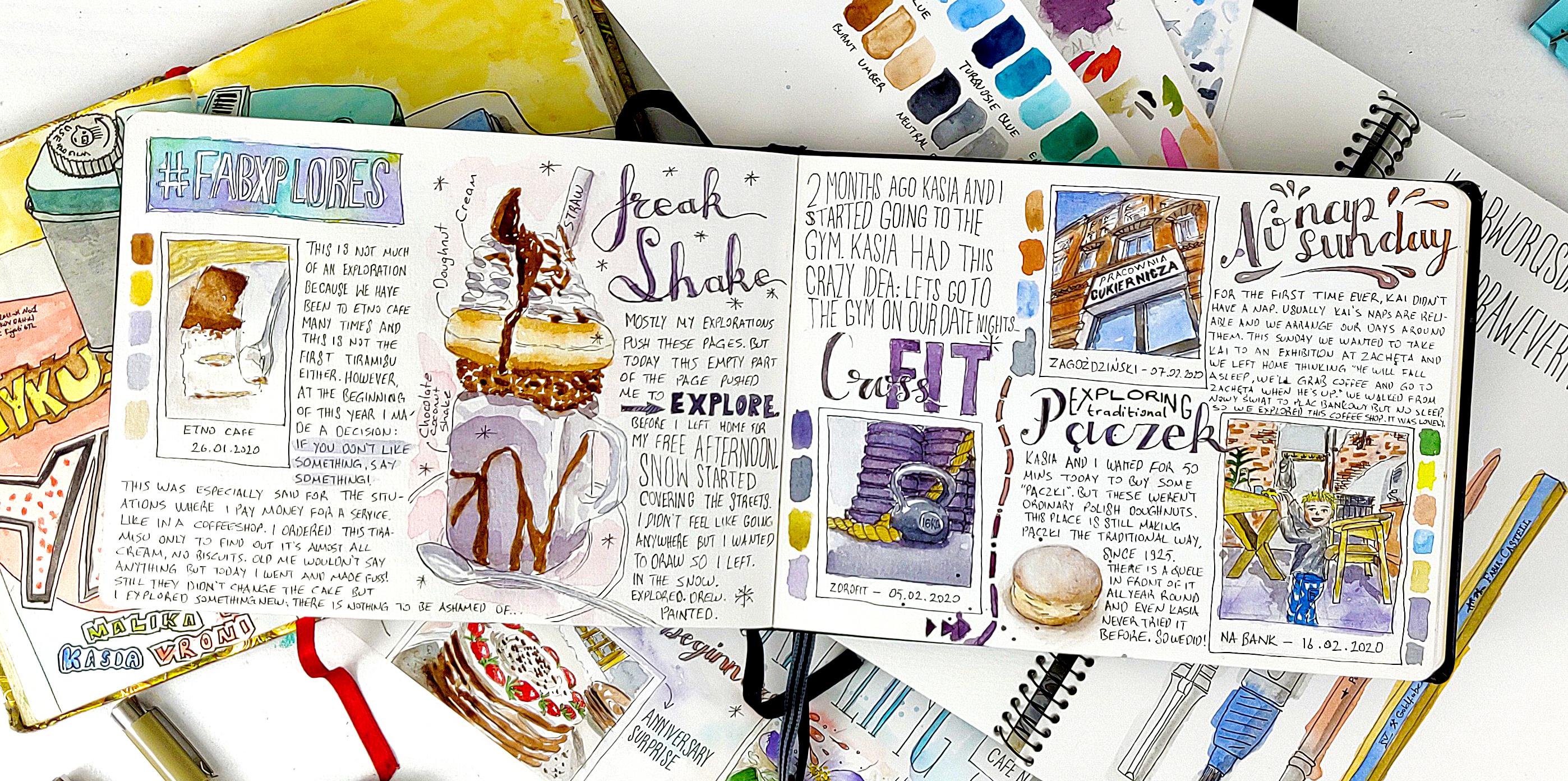 Watercolor Sketch Journaling Illustrations, Typography and Composition