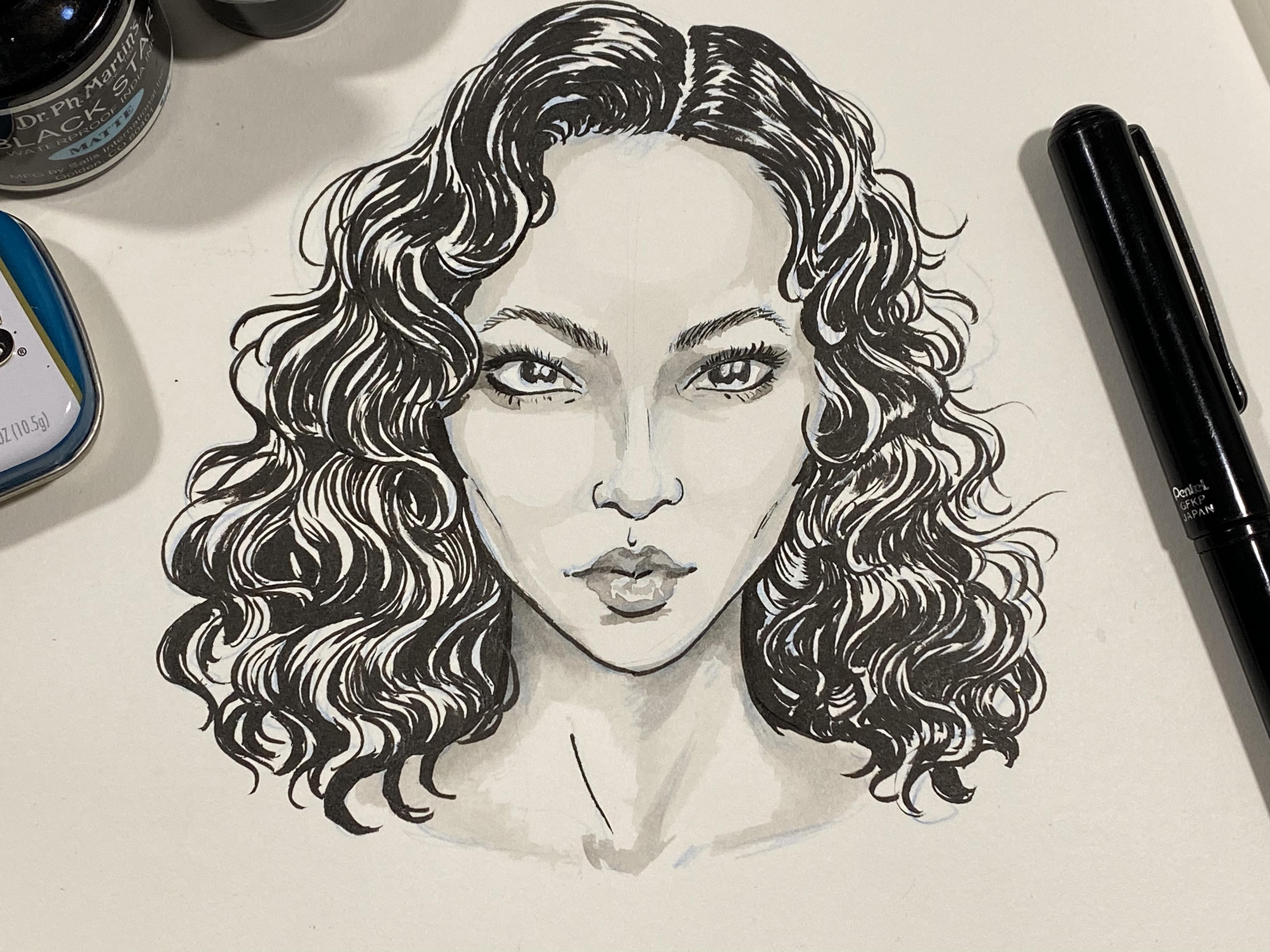 Ink Drawing a Female Face from Reference Johnny Perez Skillshare
