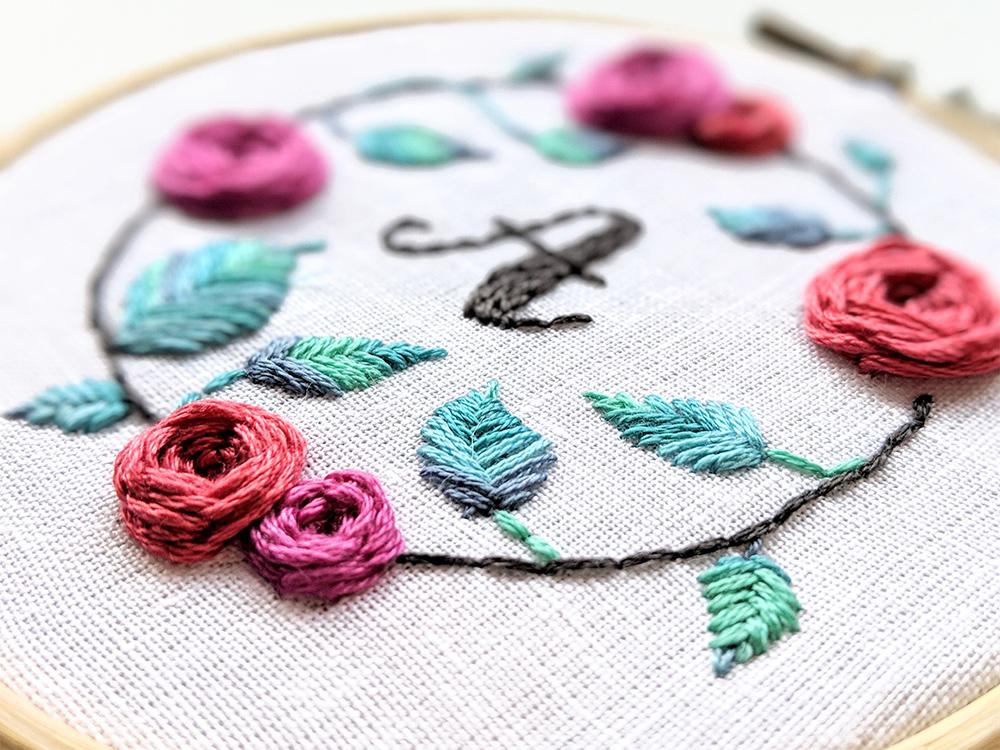 Hand Embroidery Fundamentals Stitch Your Own Floral Monogram Hoop