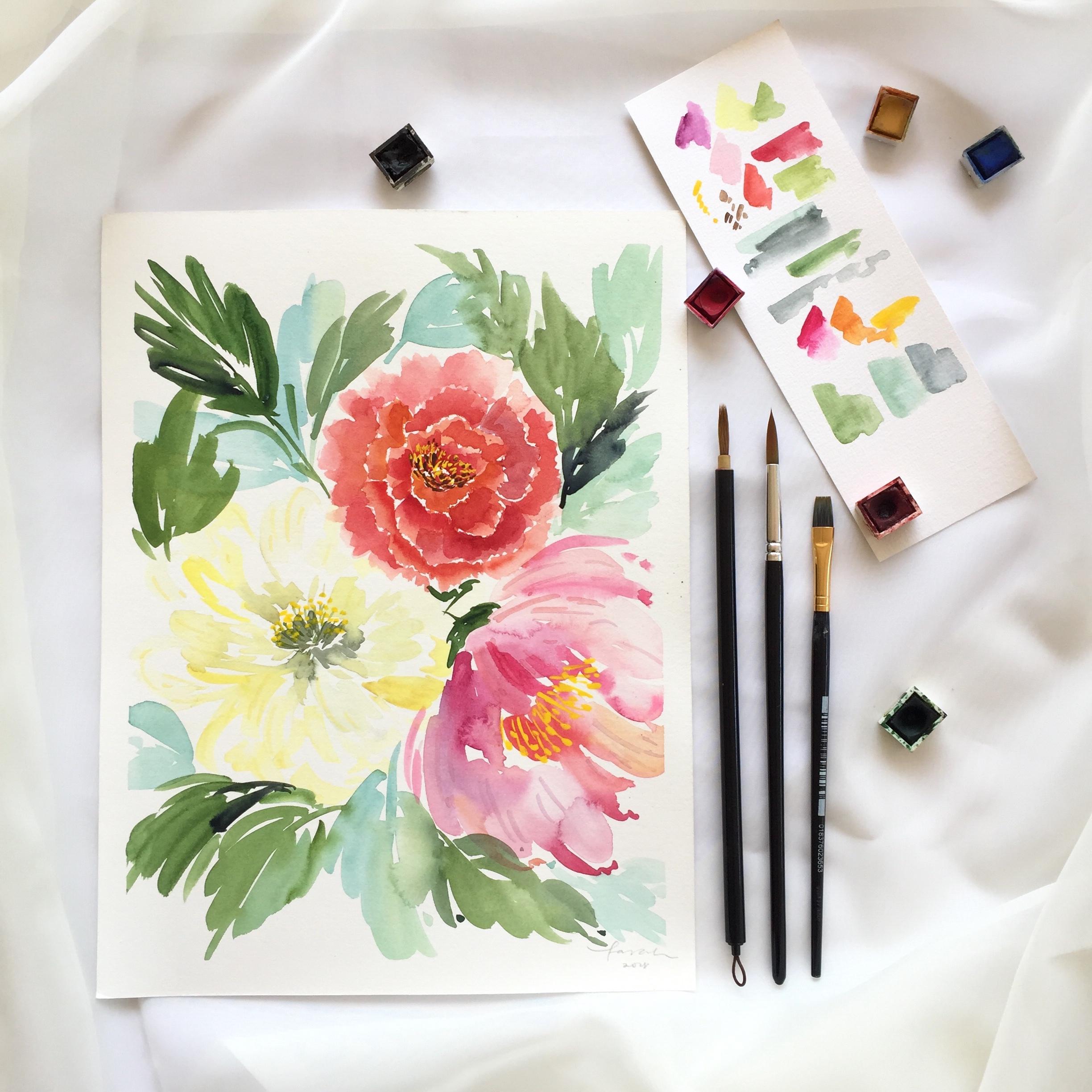 How to Paint Peony in 3 Ways Farah Bidin Skillshare
