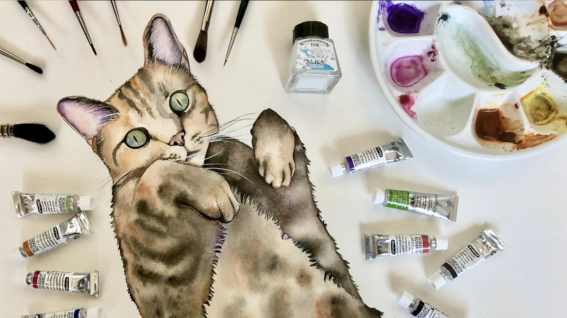 Ready, Wet, Paint! How to paint a Tabby Cat in Watercolour, step by