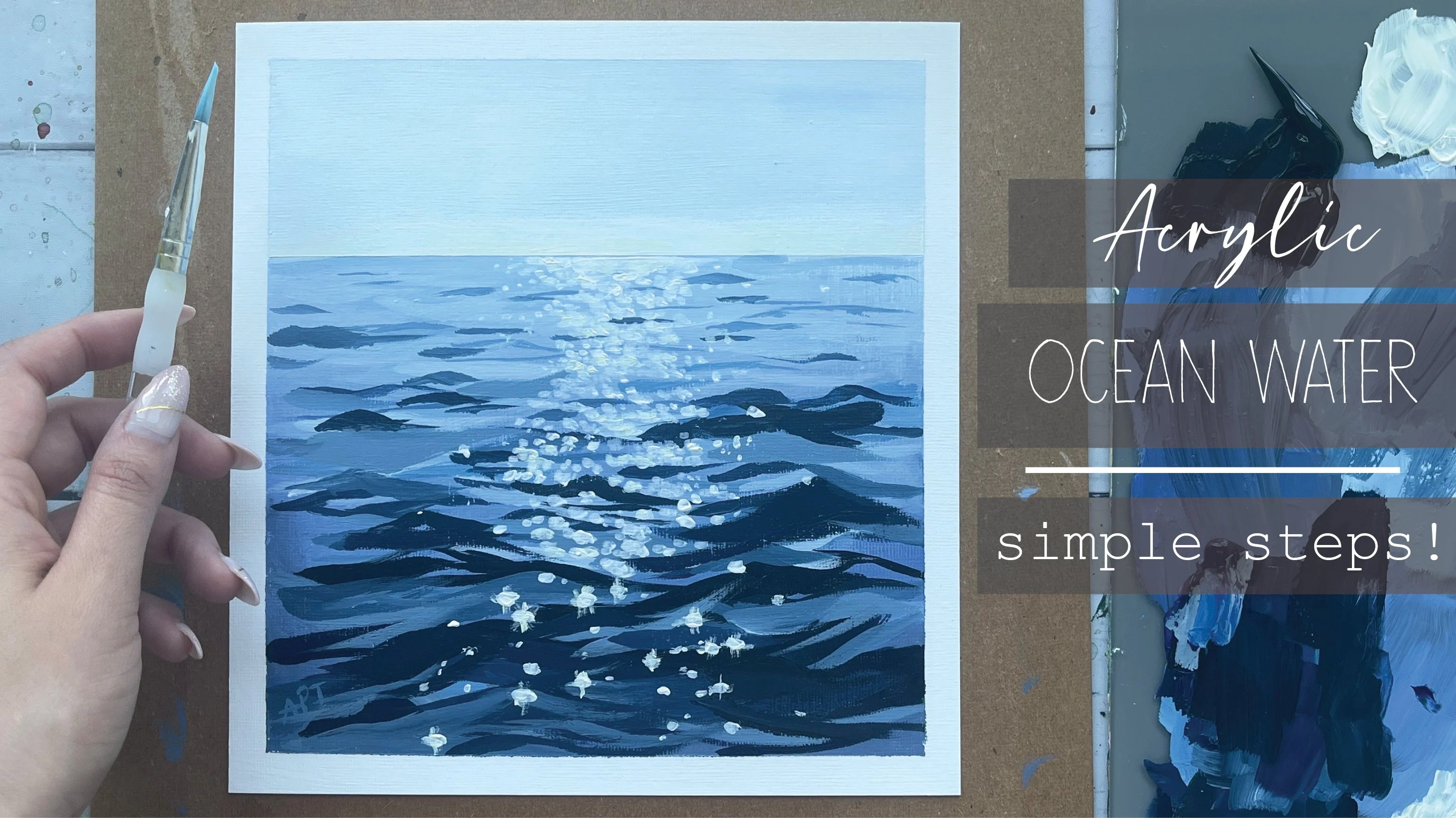 Acrylic Ocean Water Painting Simple Acrylic Waves Seascape Alifya P