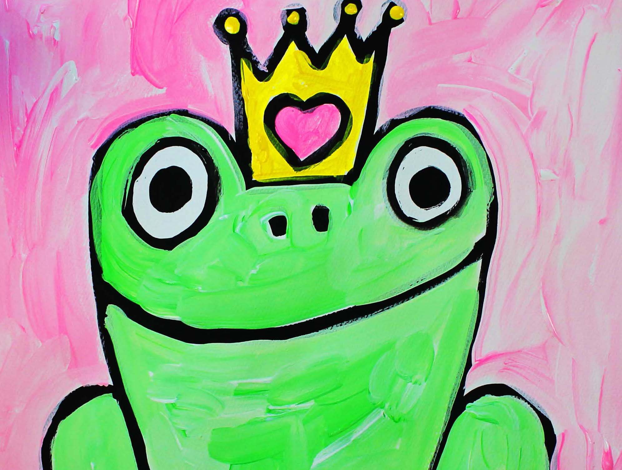 Art for Kids and Beginners Draw and Paint a Frog Princess With Acrylic