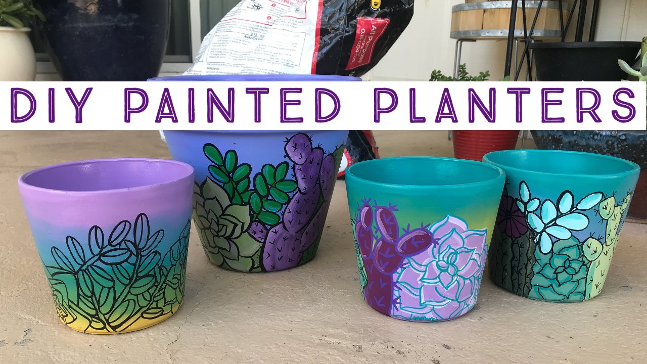 DIY Acrylic Painted Pots Tips & Techniques, Succulent & Cactus