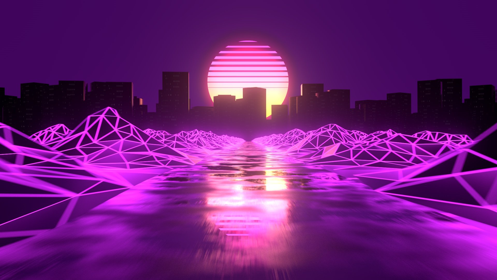 Create a Retro Style Sunset Loop in Cinema 4D with Redshift Derek