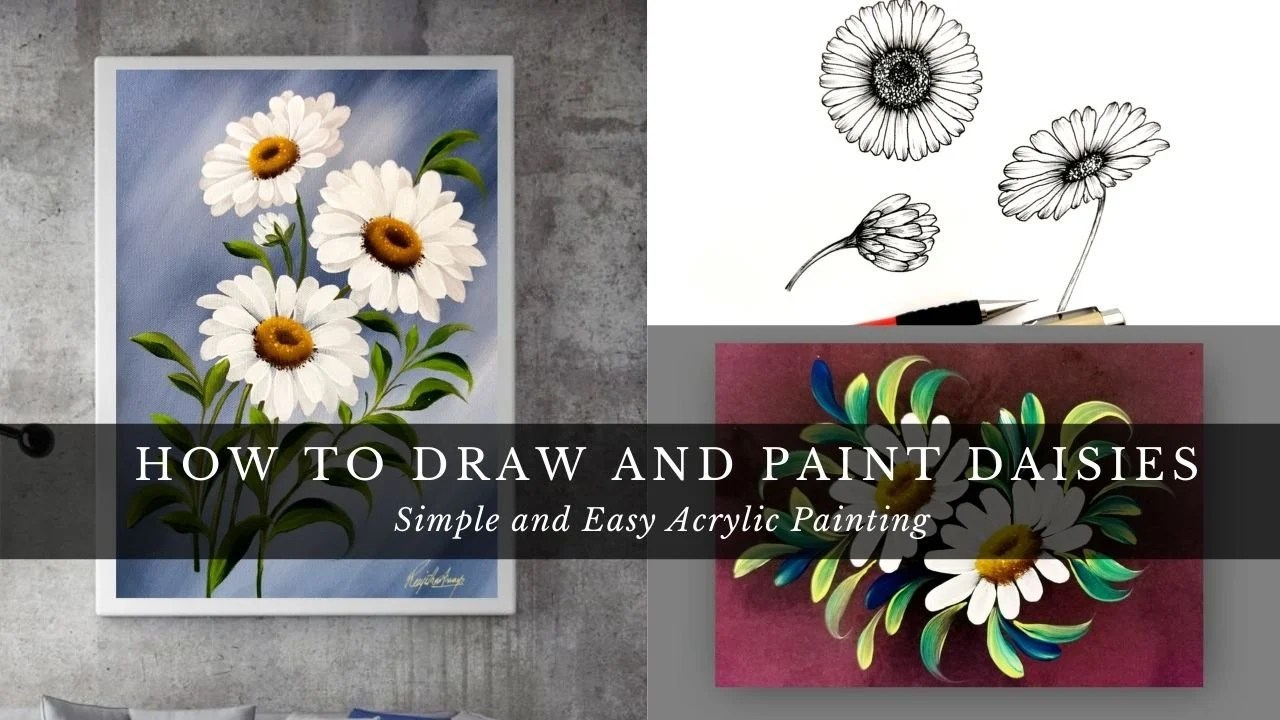 Acrylic Painting Daisy Flowers How to Draw Daisy Step by Step