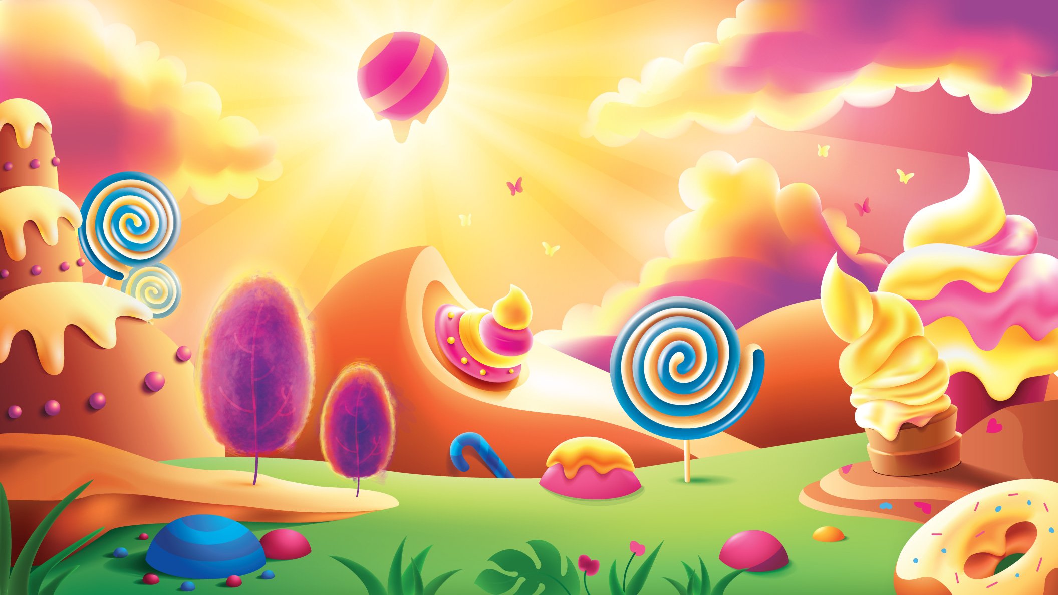 Vector Illustration Illustrate a colorful candy garden applying color