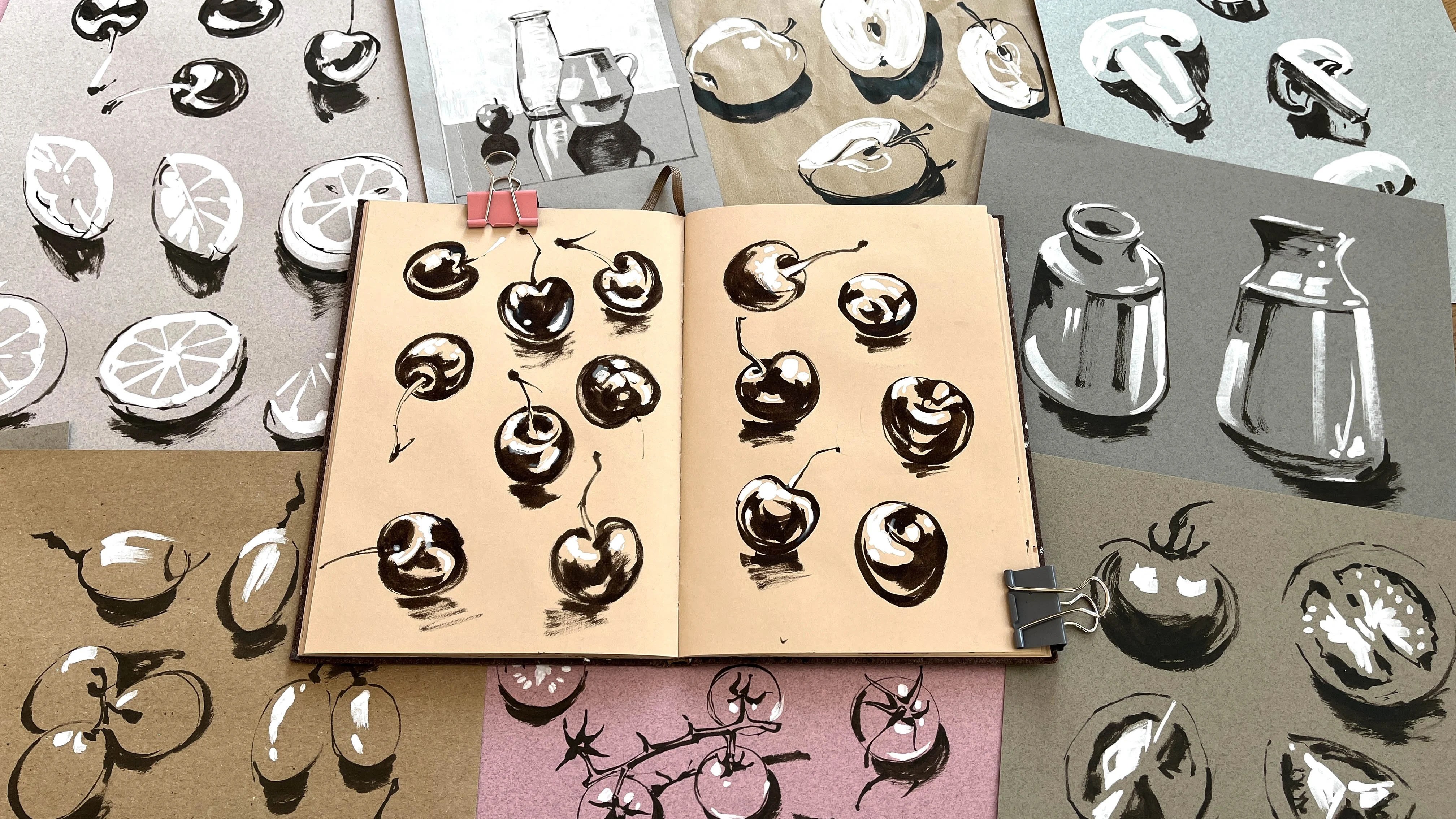 Toned Paper Stunning and Simple Illustrations in Black and White Ohn