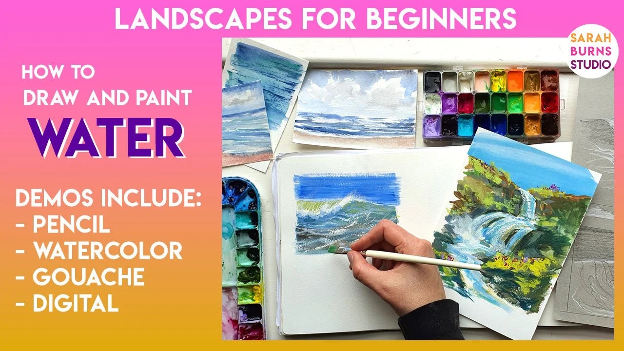 Draw & Paint WATER Indepth Explanation with Watercolor, Gouache