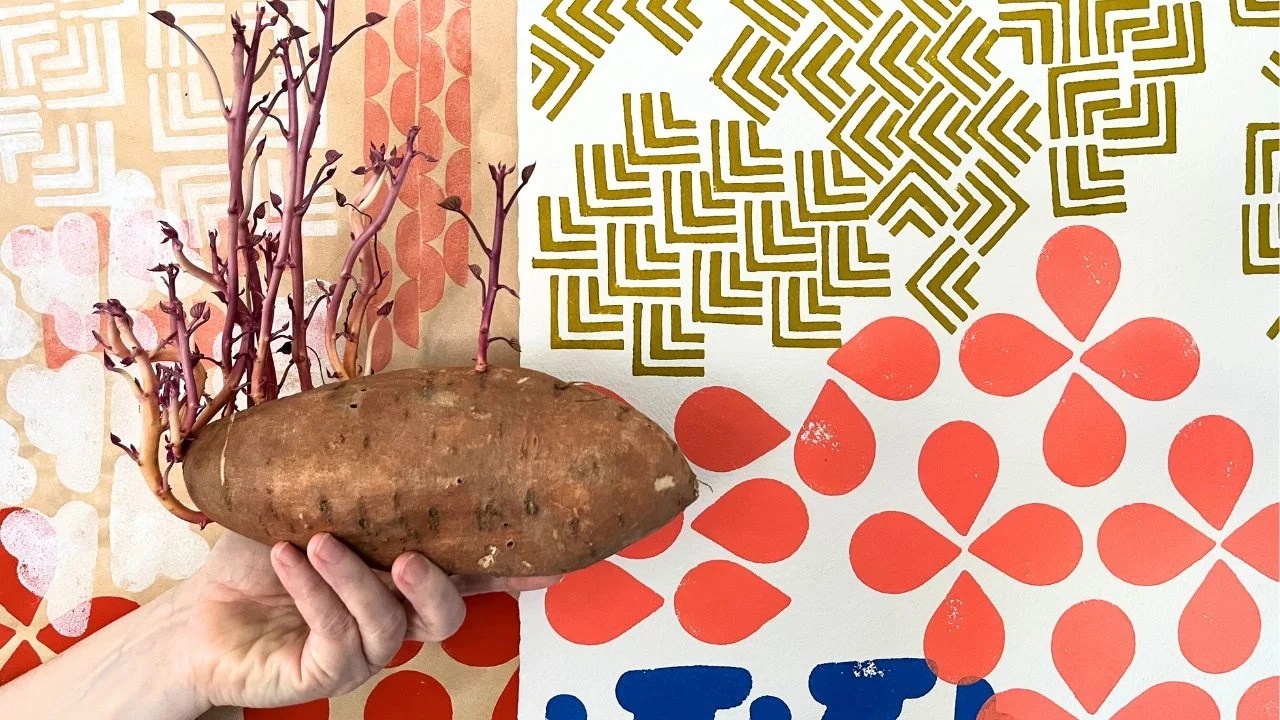 Potato Printing Design and Create Custom Printed Cloth Napkins