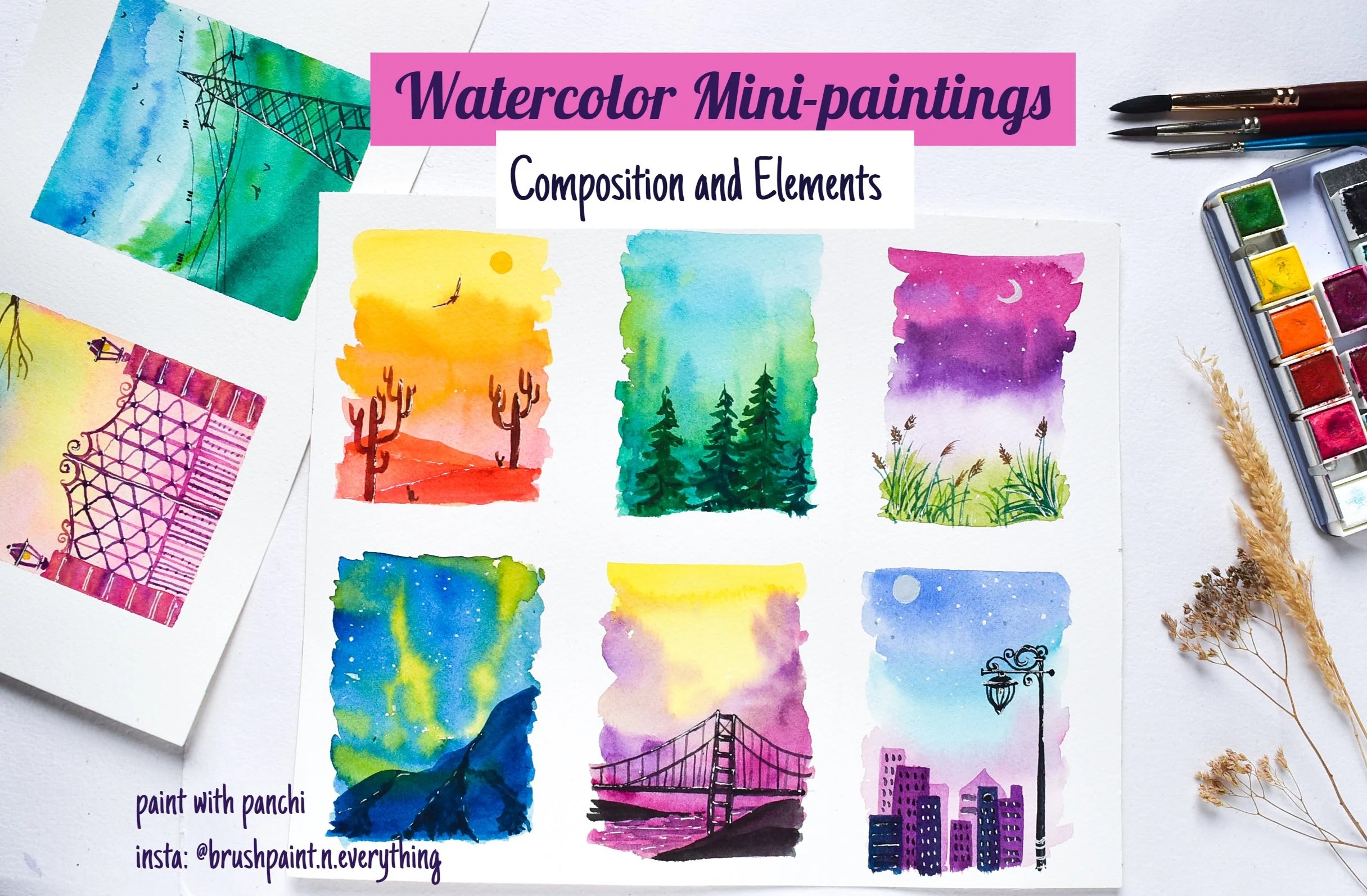 Watercolor Mini Paintings Composition and Elements Panchami Shetty