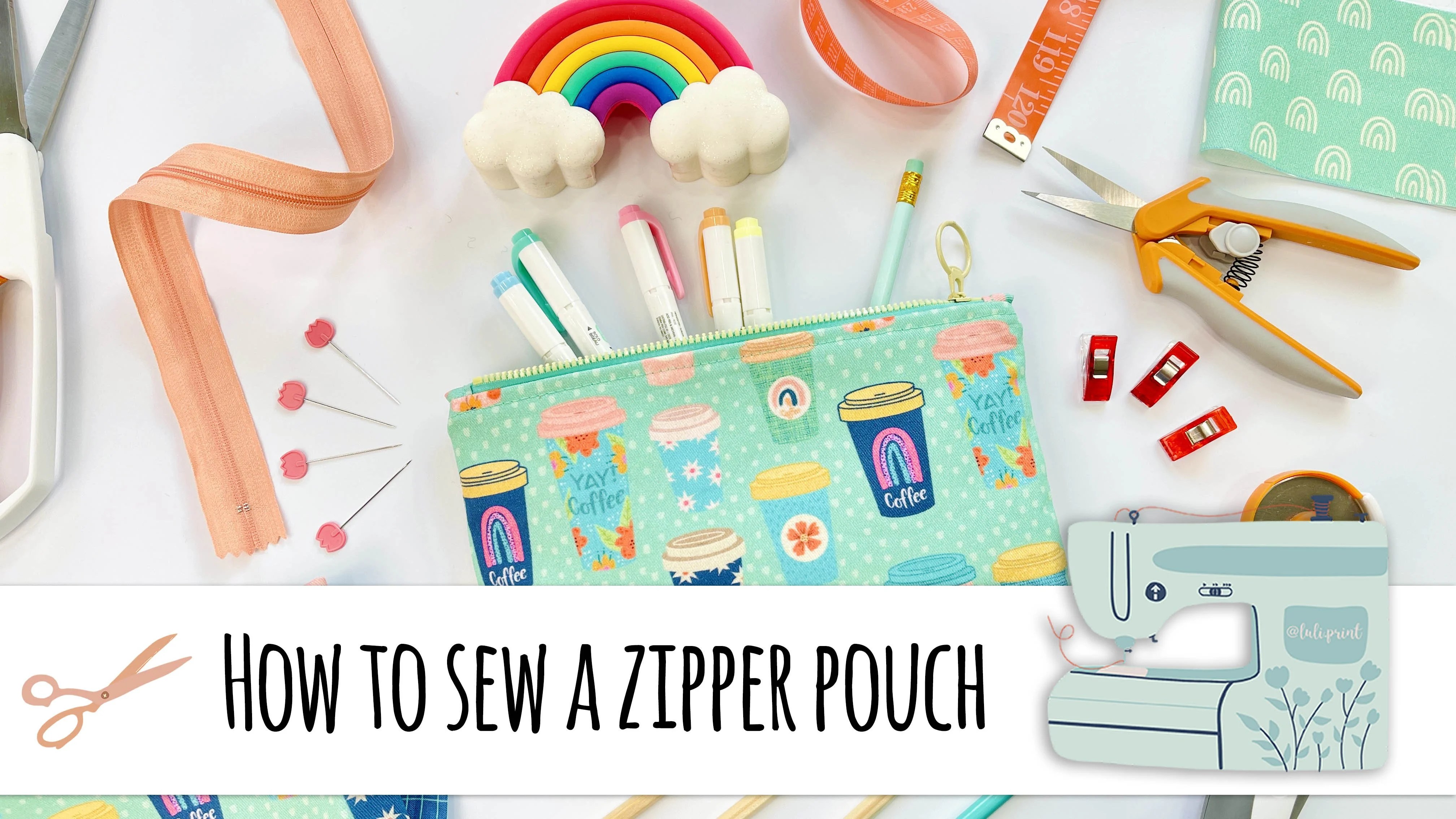 How to Sew a Zipper Pouch DIY Pencil case, makeup bag, zippered pouch