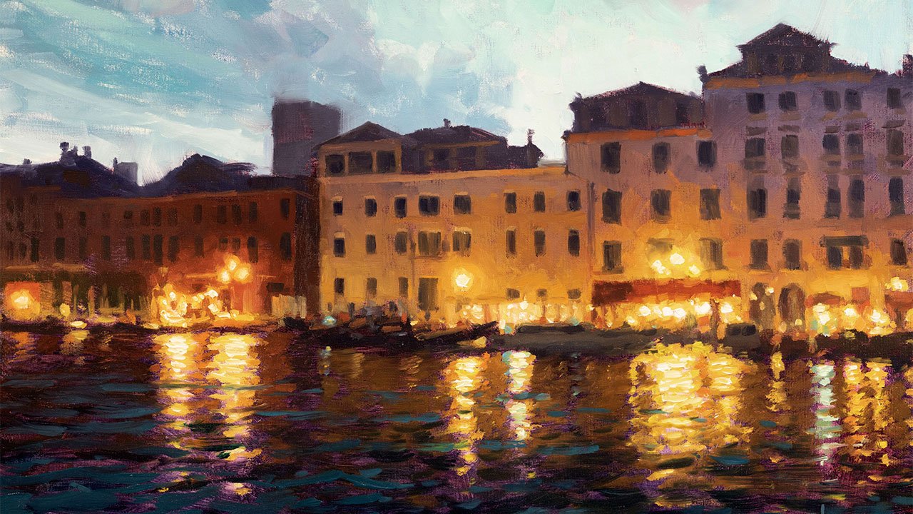 Impressionism Paint this Venice Night scene in oil or acrylic