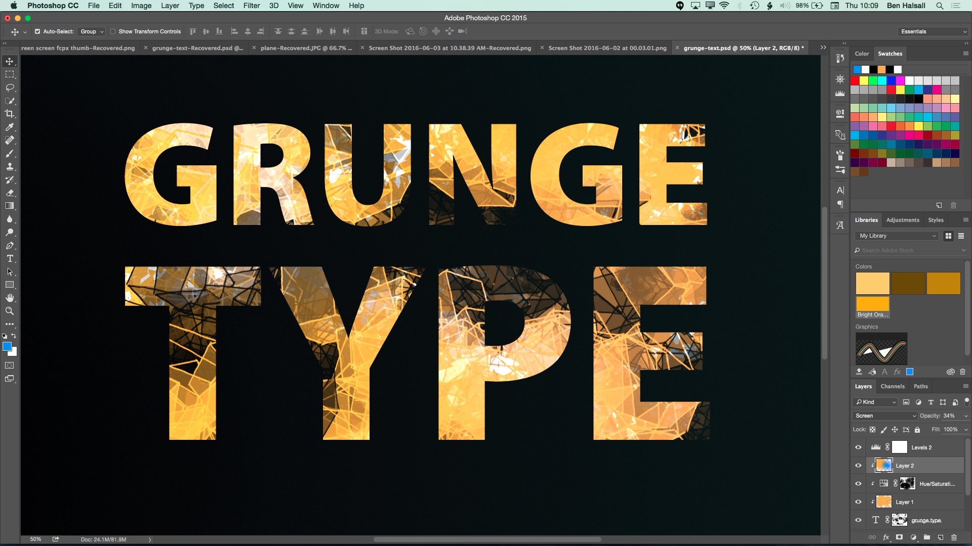 Grunge Text with Custom Brushes Benjamin