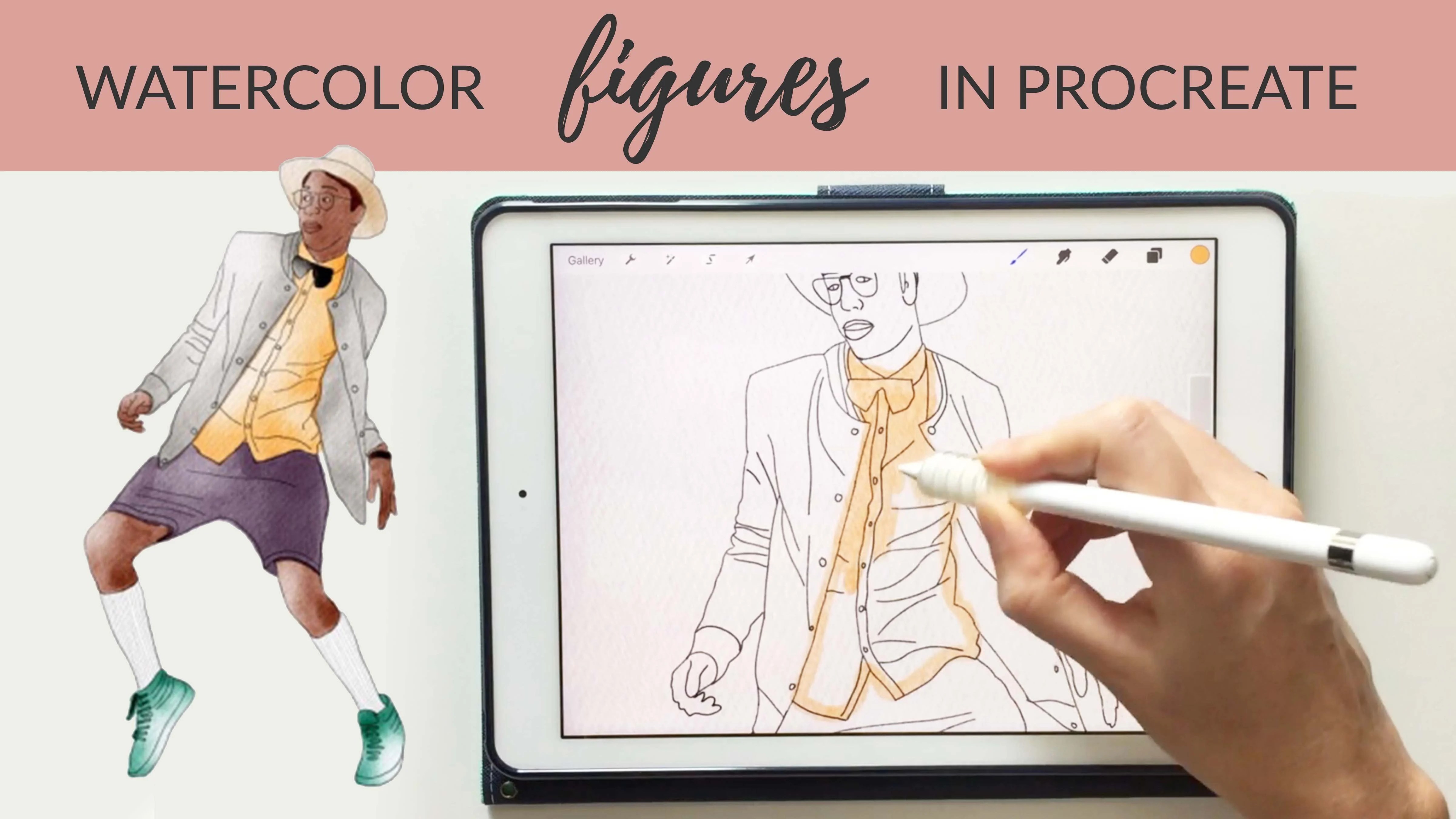How to Create Watercolor Figures on Your iPad in Procreate + FREE