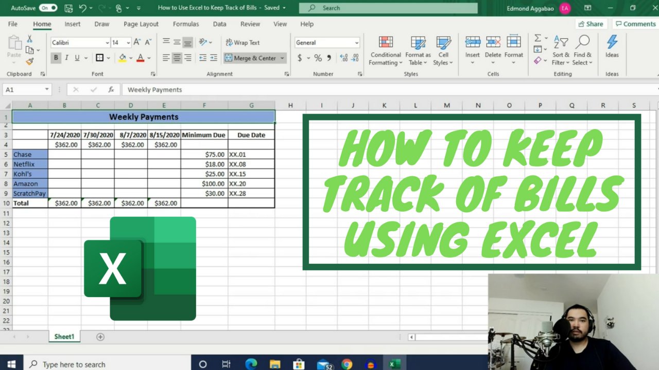 How to Keep Track of Bills Using Excel Edmond Aggabao Skillshare