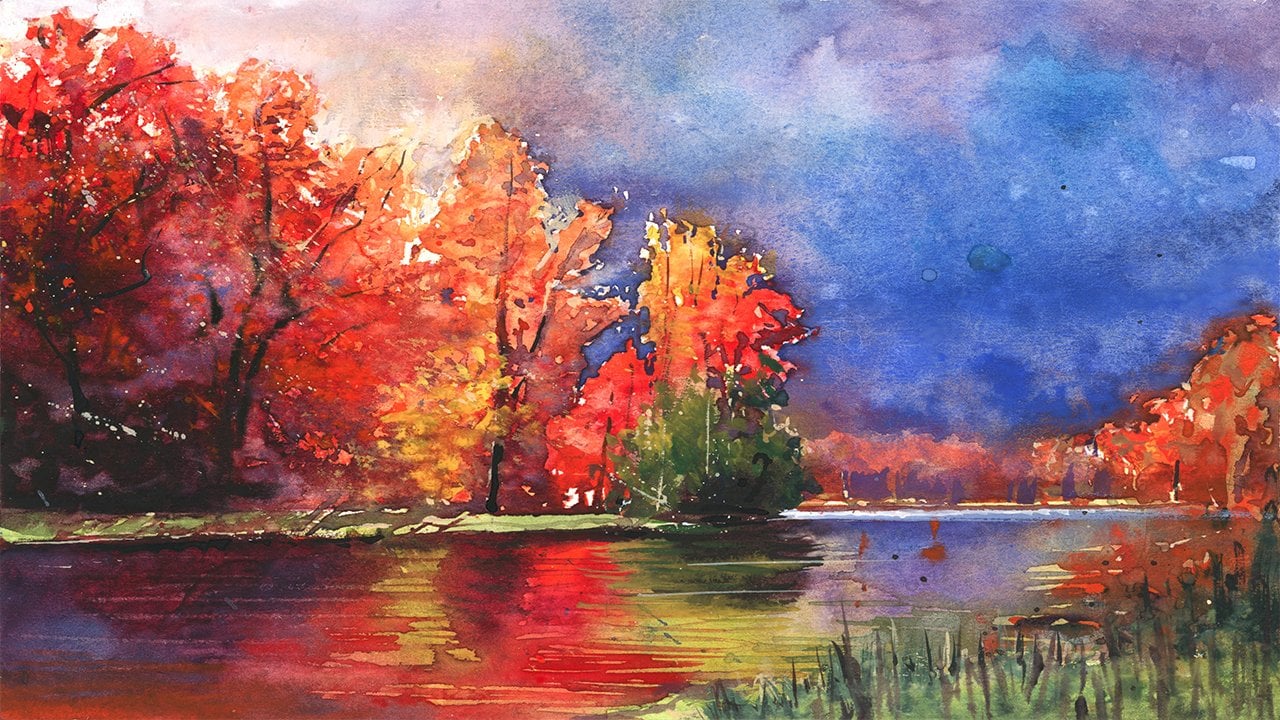 Autumn Landscape in Watercolor Paint StepbyStep, Exploring Essential